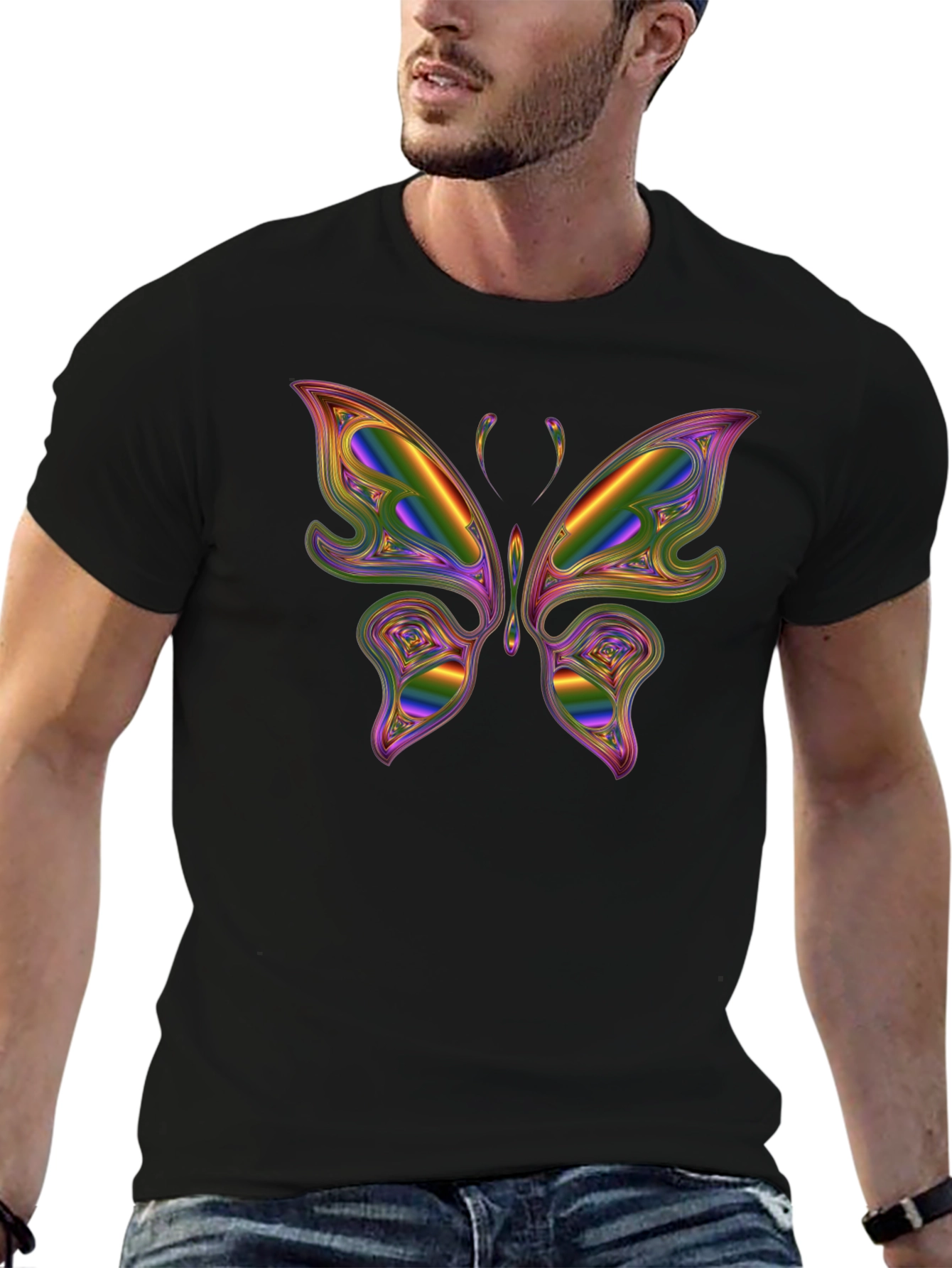 Black Rainbow Butterfly Graphic Tee view 6