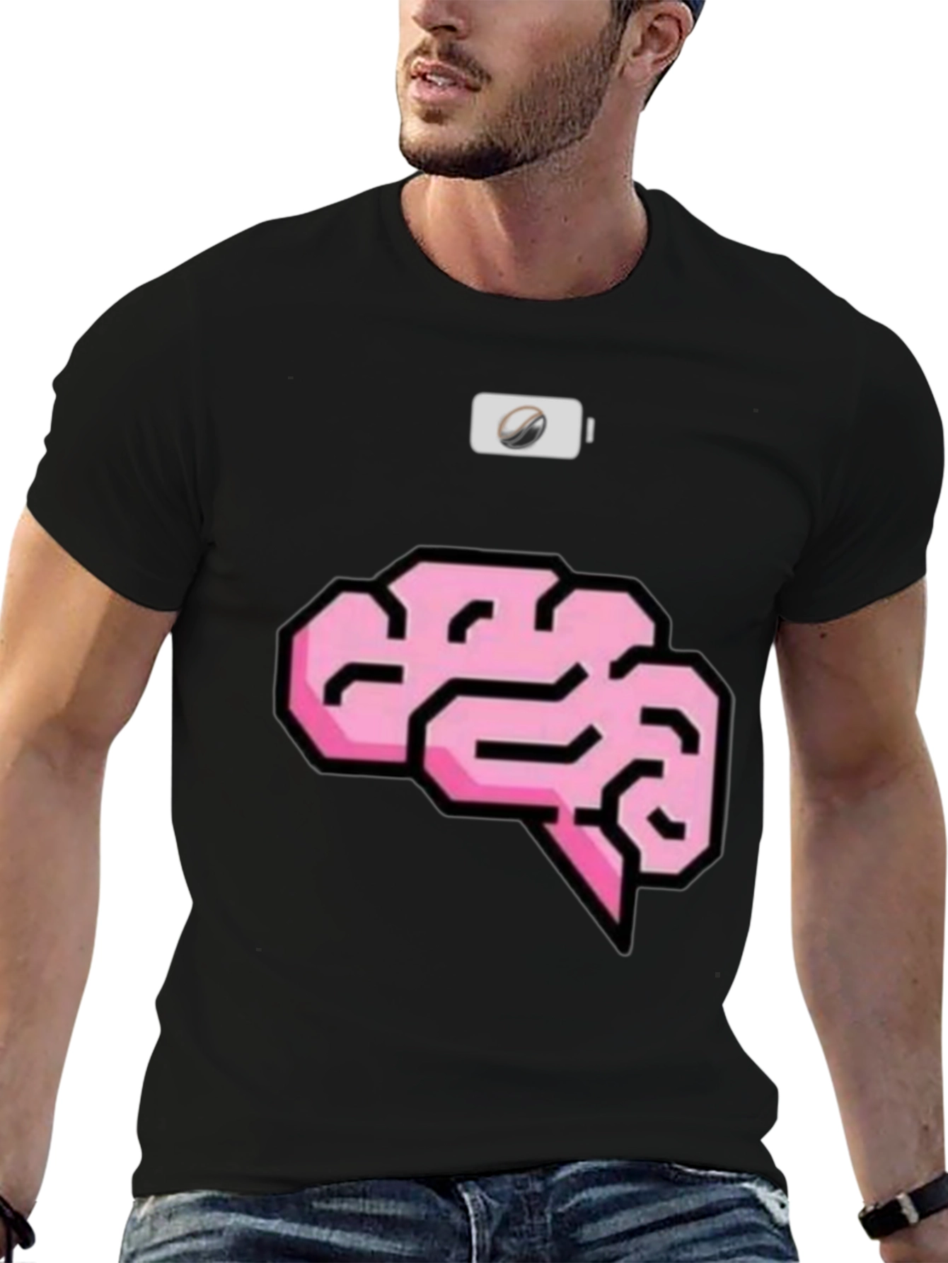 Black Brain Power Mode T-Shirt view 6