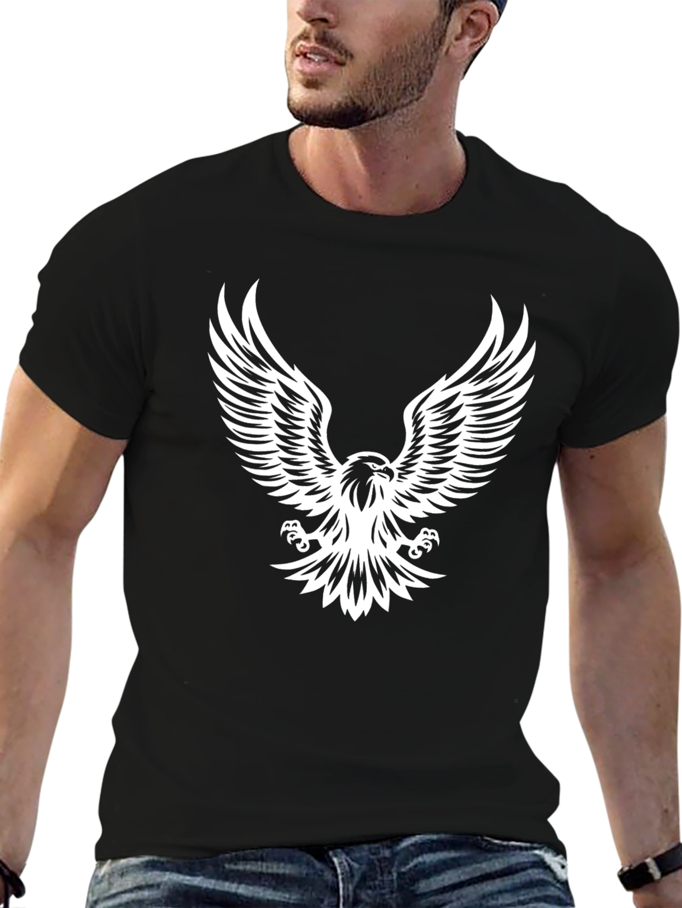 Black Black Eagle Graphic Tee - Cool Bird Print view 6