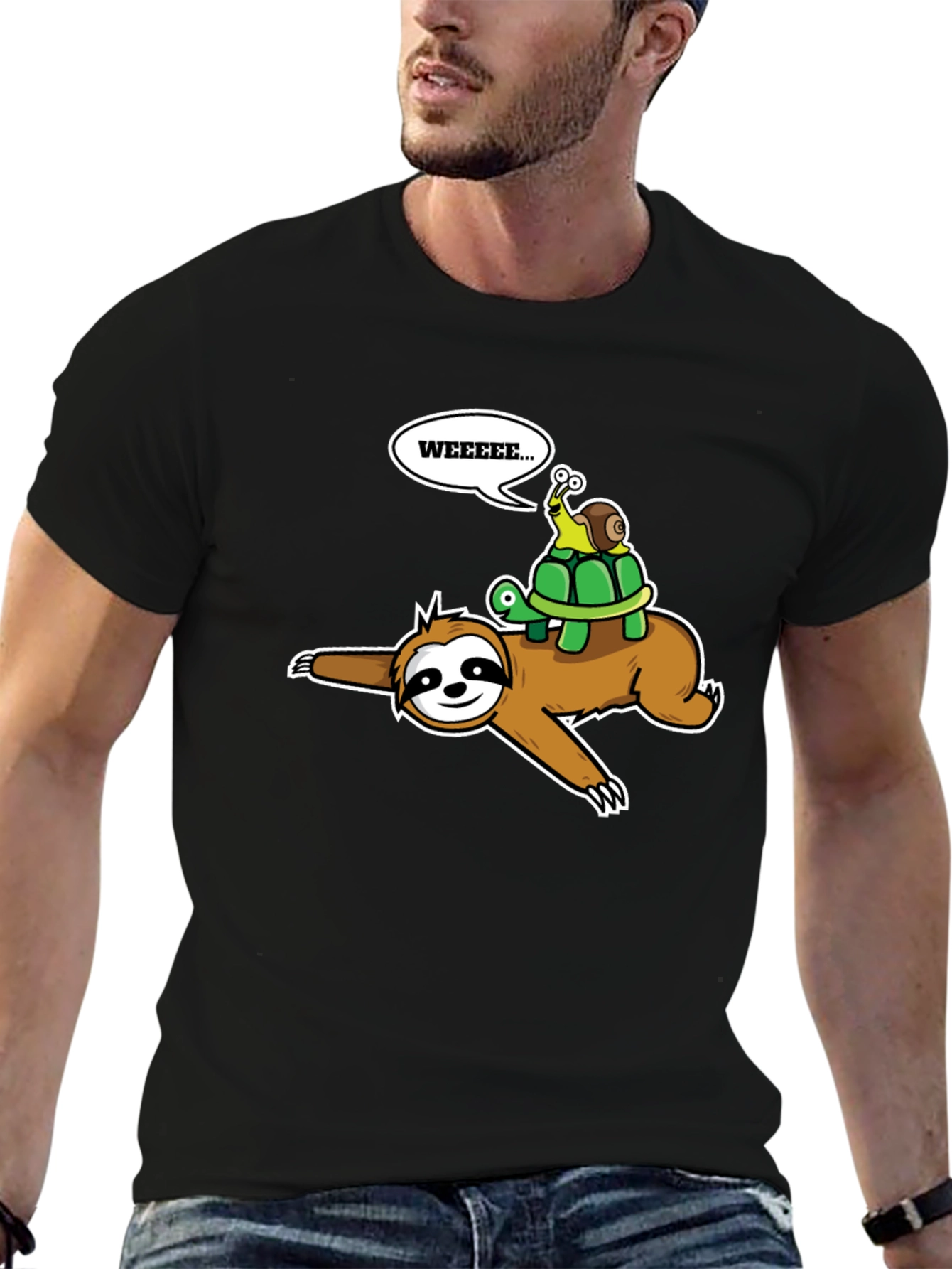 Black Sloth, Turtle & Snail Tee - 'WEEEEE...' Humor! view 6