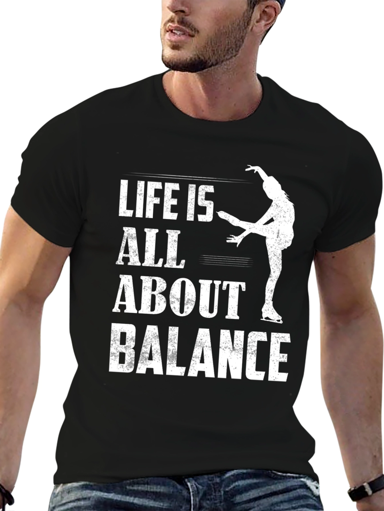 Black Life Is All About Balance T-Shirt - Ice Skating Apparel view 6