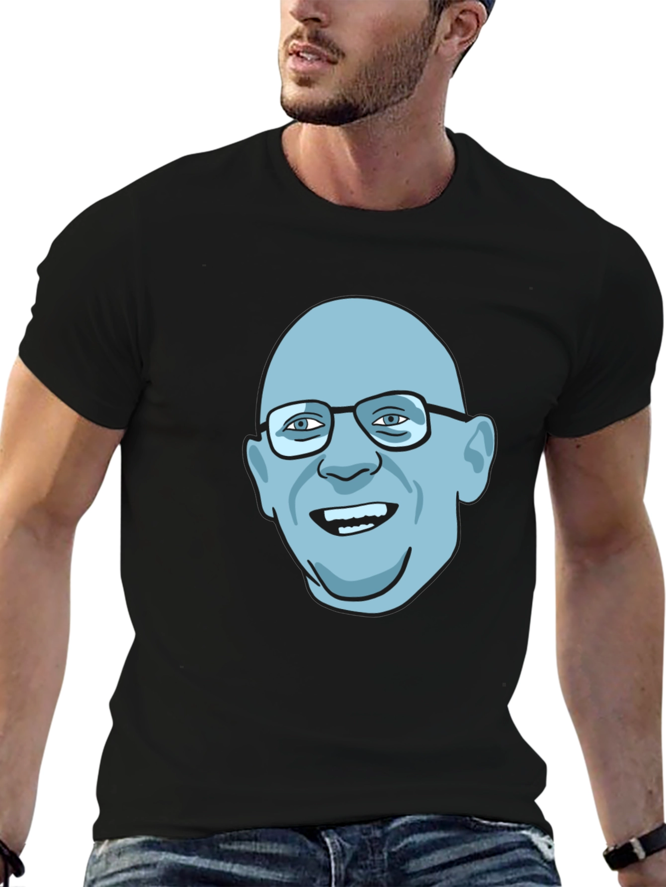 Black Bald Guy Graphic Tee - Unique Design view 6