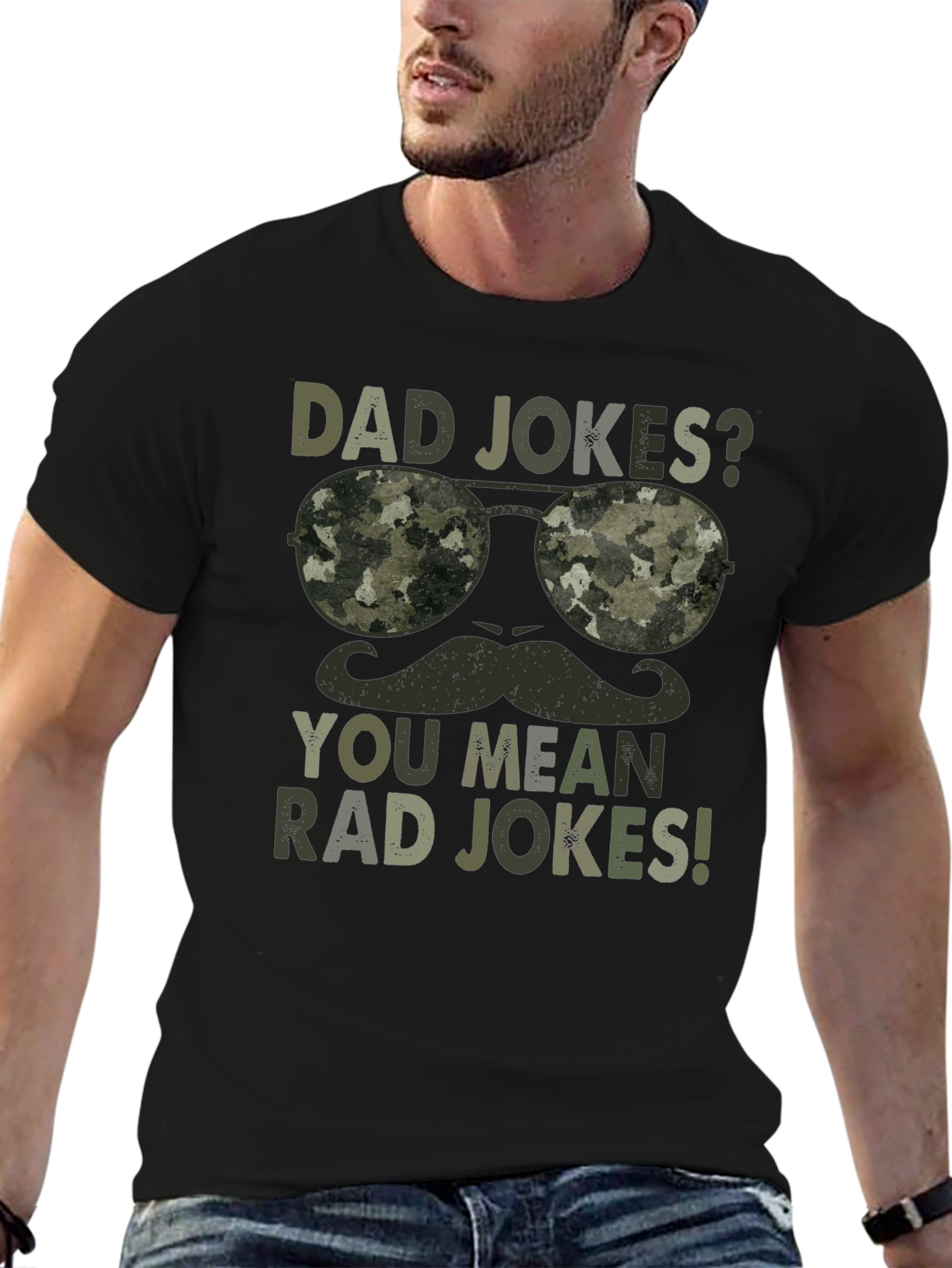 Black Dad Jokes? Rad Jokes! Camo Graphic T-Shirt view 6