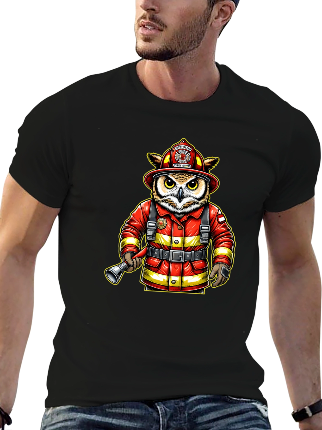 Black Owl Firefighter T-Shirt view 6