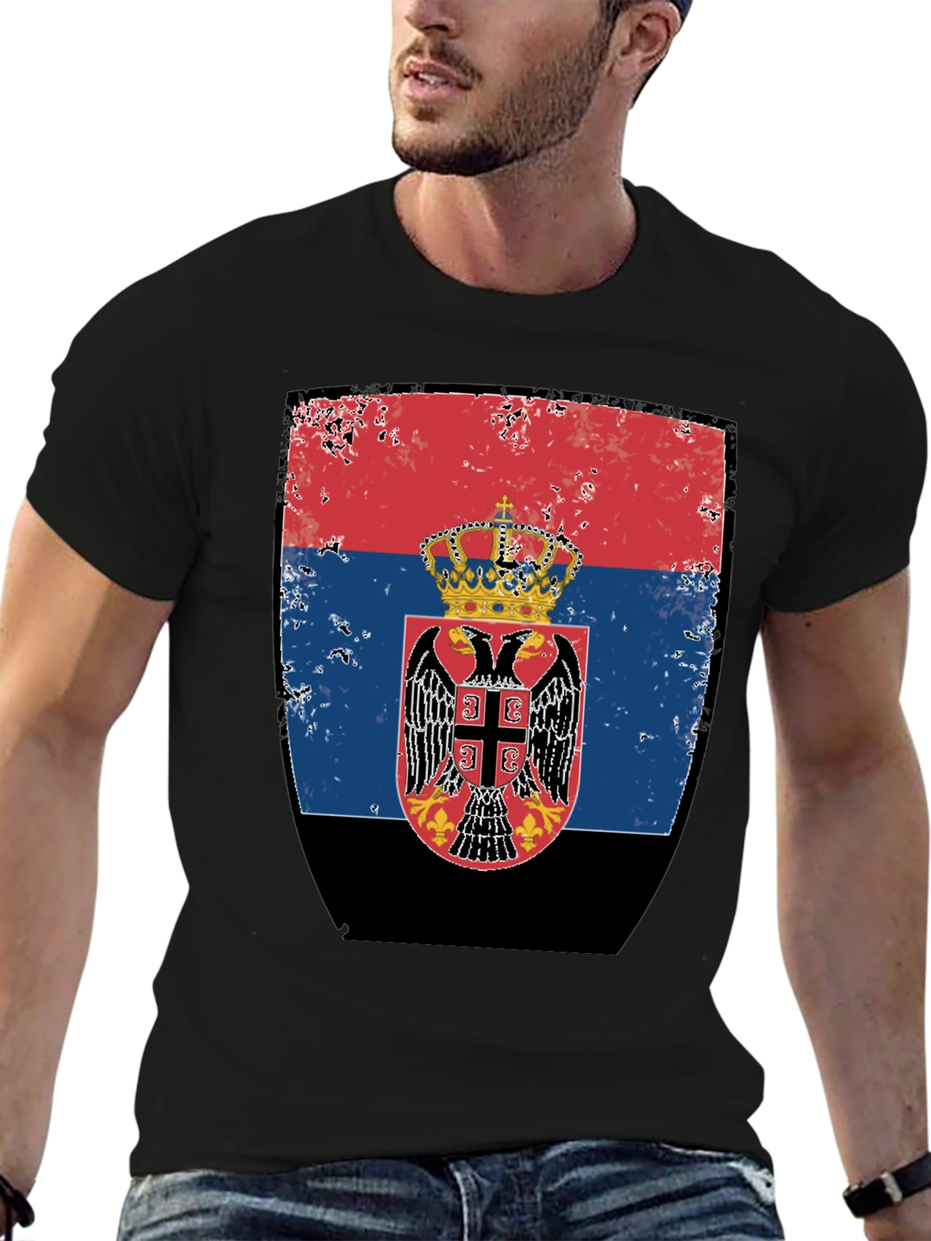 Serbian Flag Graphic T-Shirt - Vintage Style - 6
