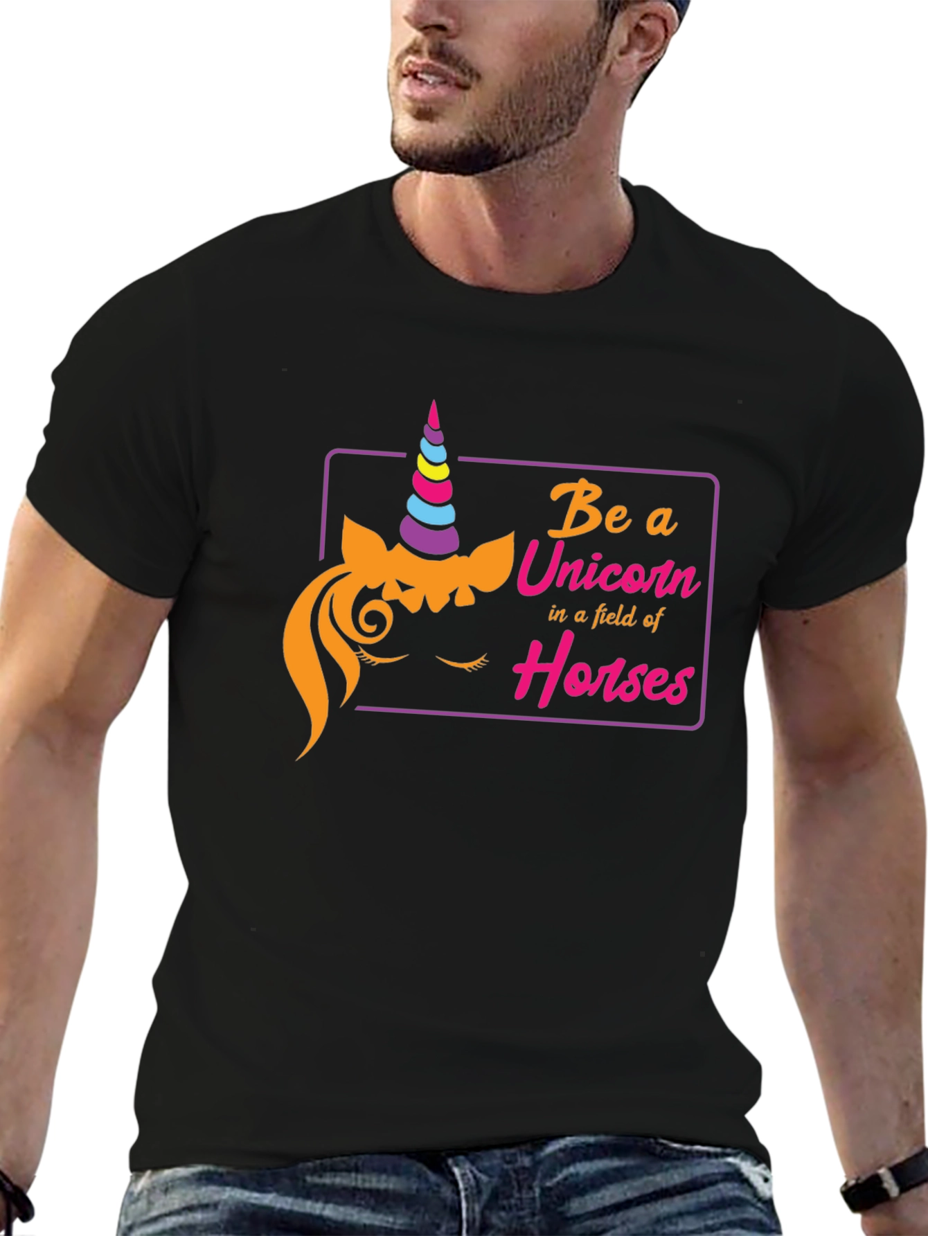 Black Be a Unicorn T-Shirt - Fun Novelty Tee view 6