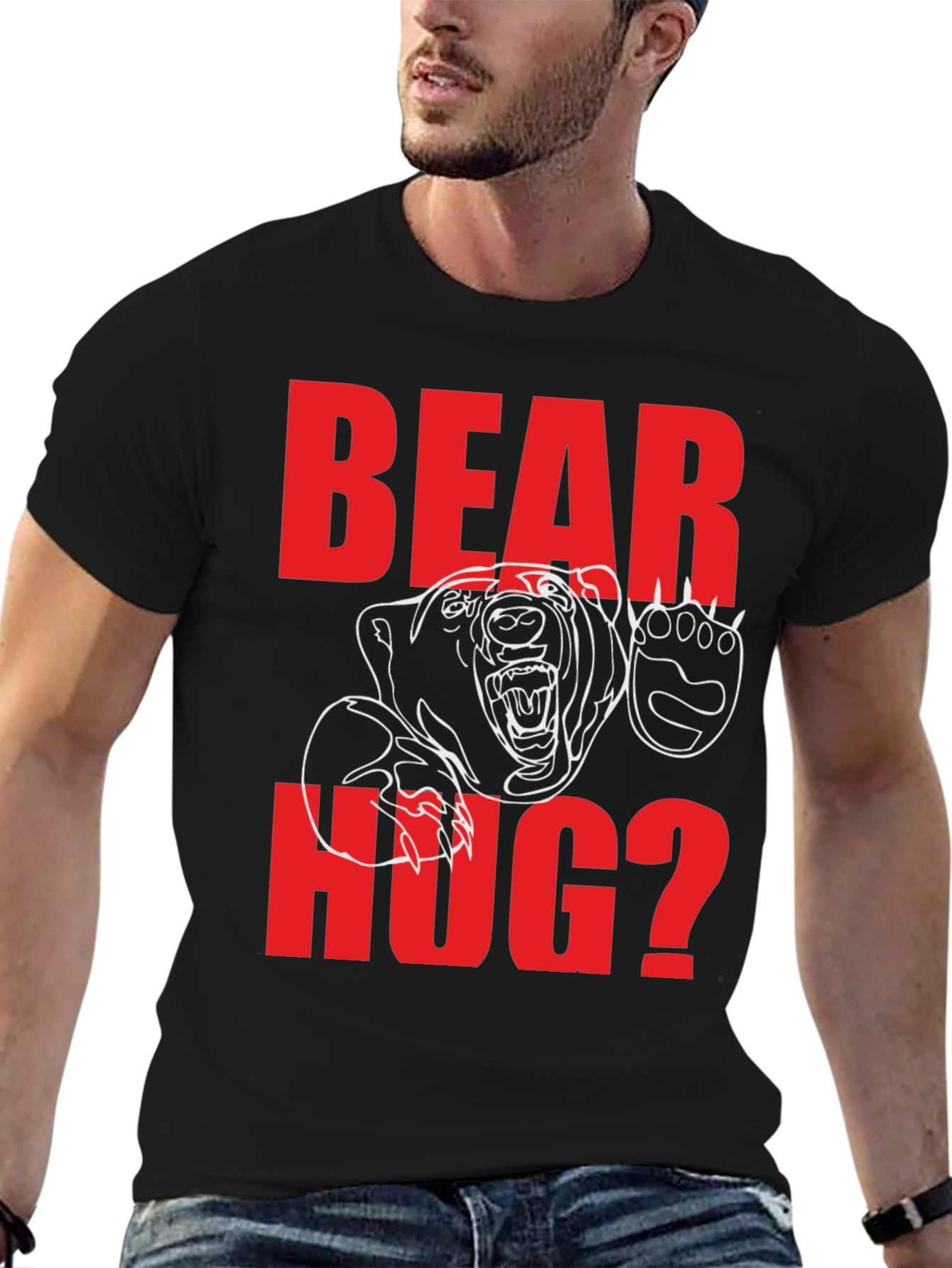 Black Bear Hug Graphic Tee - Black Cotton Blend view 6