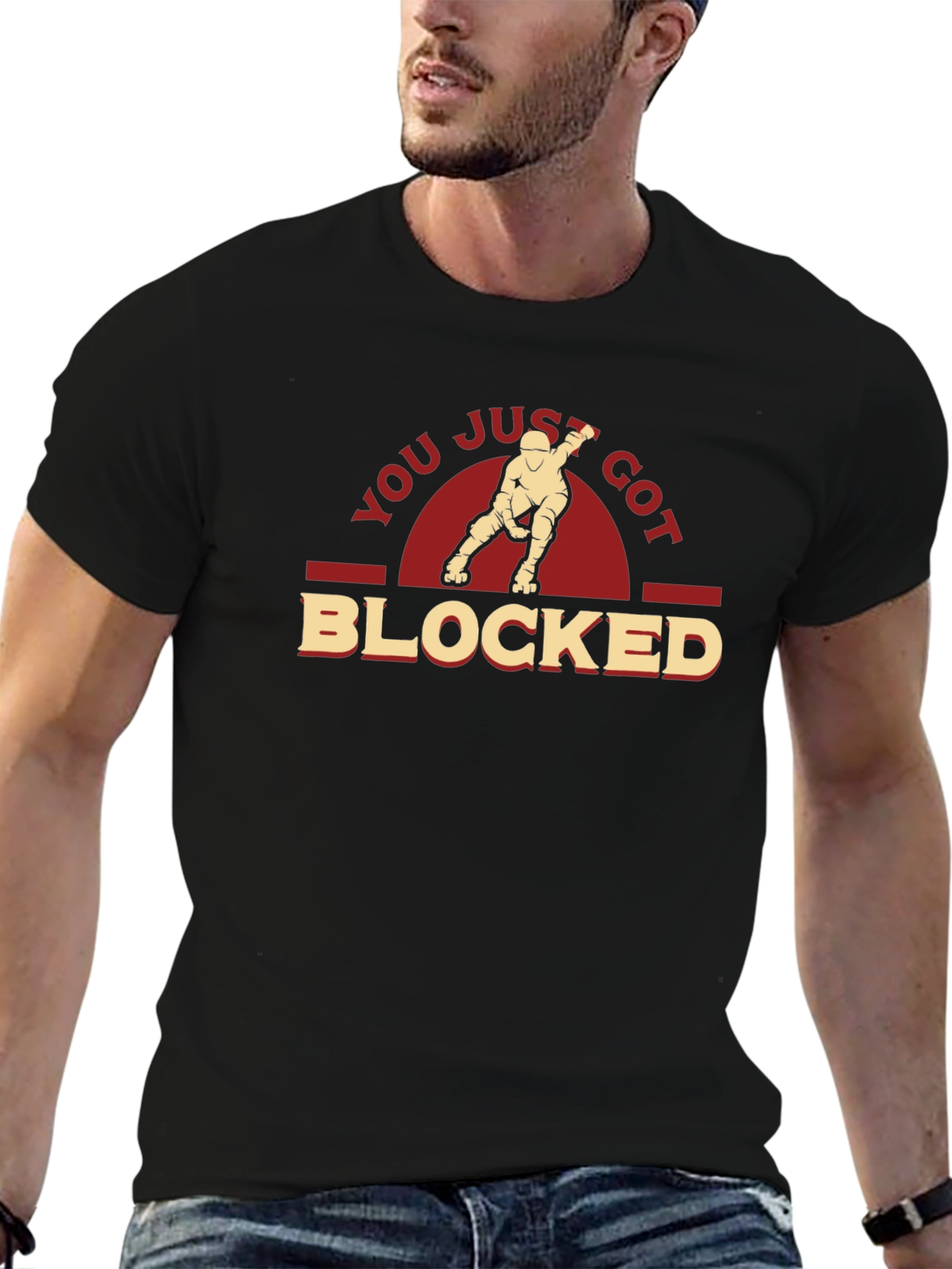 Black You Just Got Blocked T-Shirt - Roller Derby Tee view 6