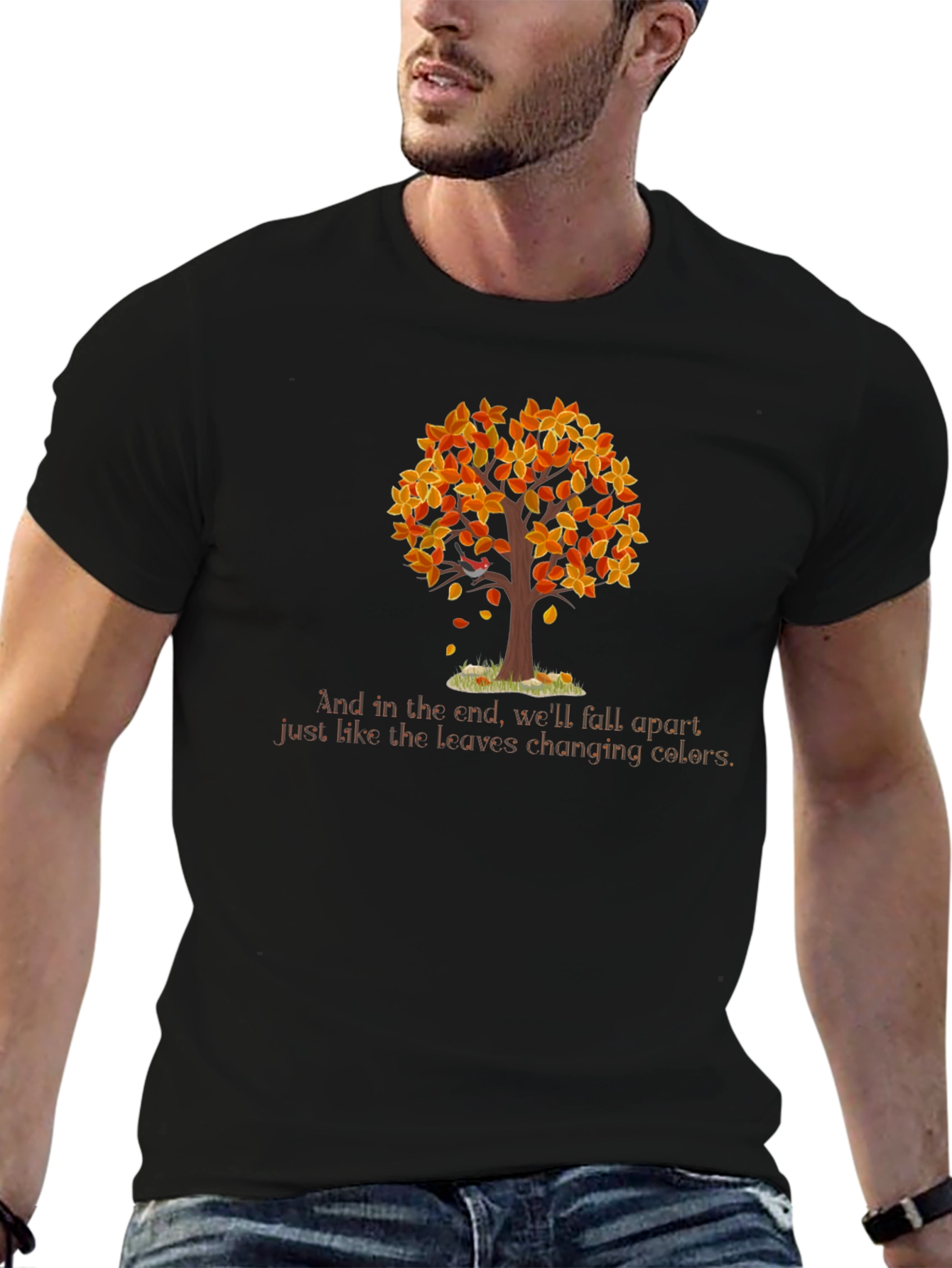 Black Fall Tree T-Shirt - Changing Colors view 6