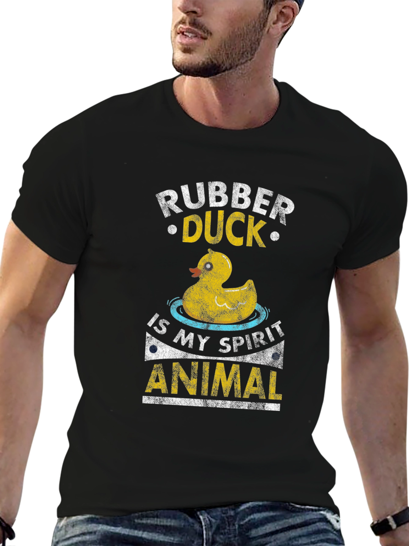 Black Rubber Duck Spirit Animal Graphic T-Shirt view 6