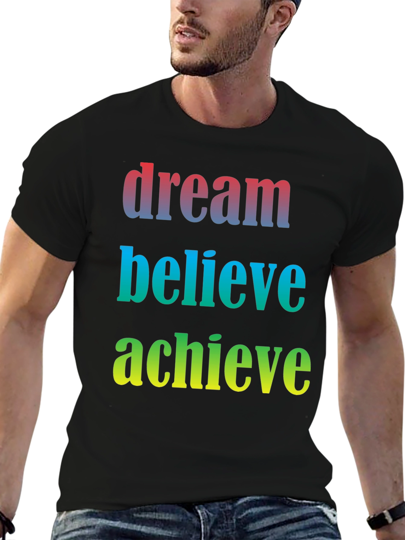Black Dream Believe Achieve Men's Graphic T-Shirt view 6
