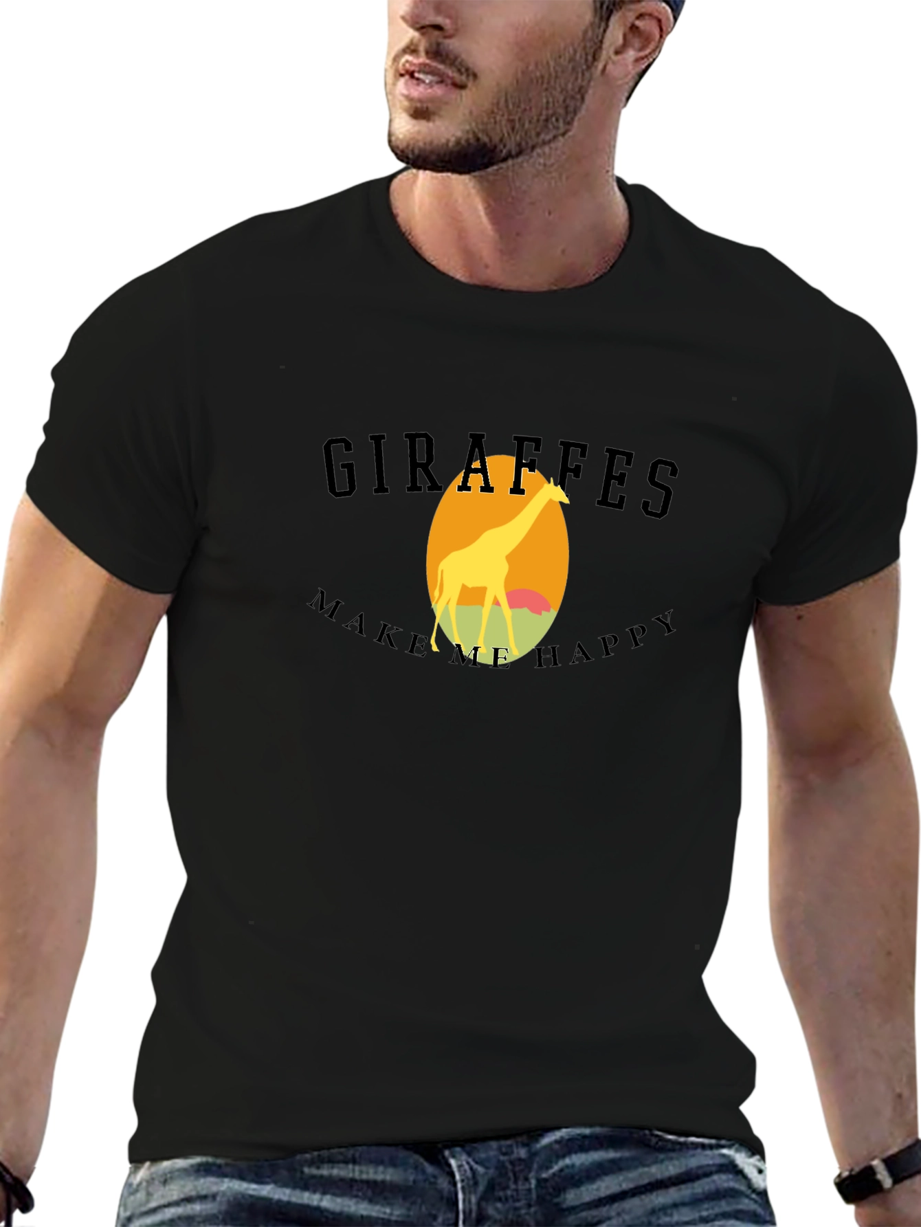 Black Giraffe Silhouette Graphic Tee - Unisex view 6