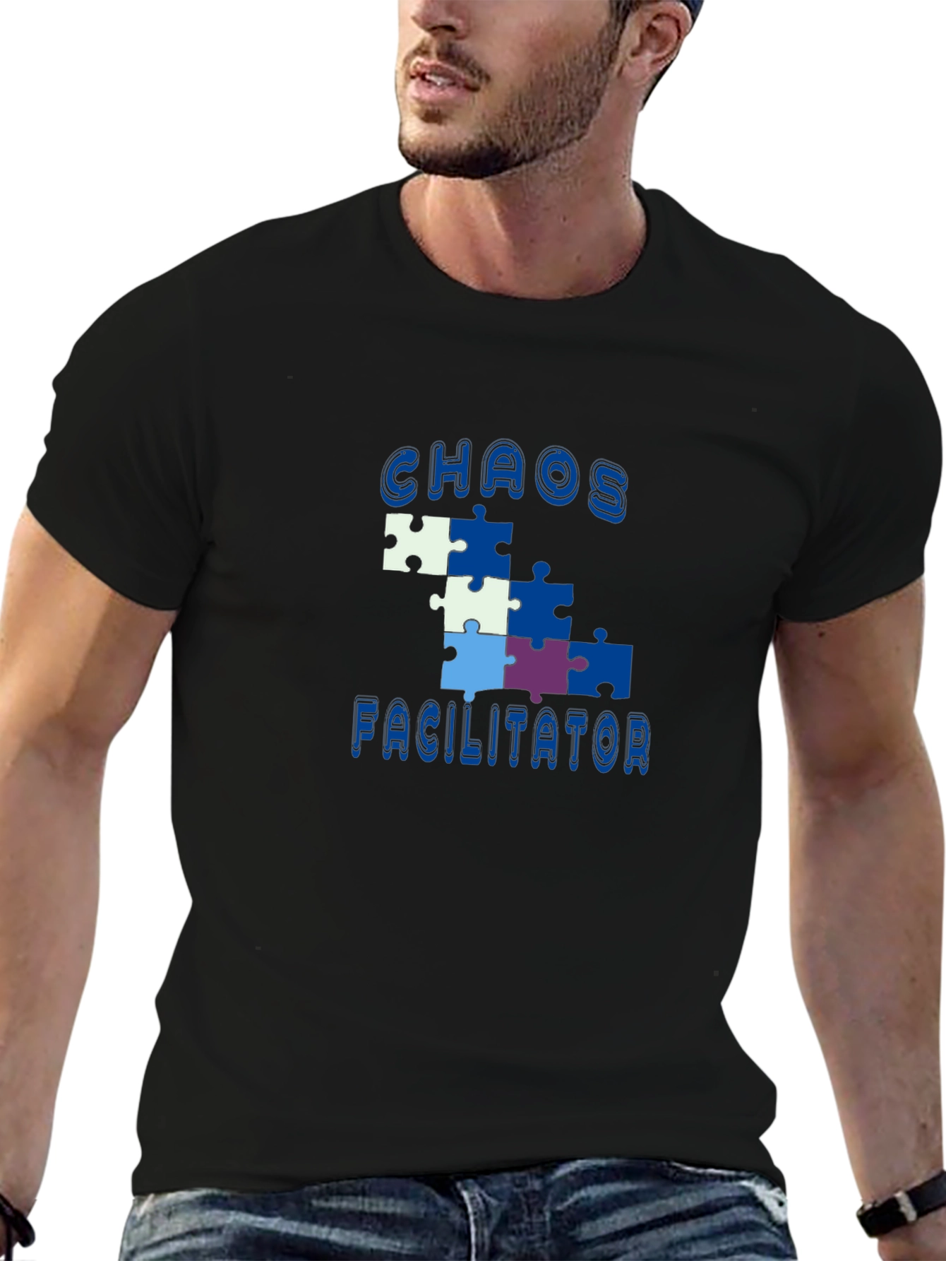Black Chaos Facilitator Puzzle Piece Graphic Tee view 6