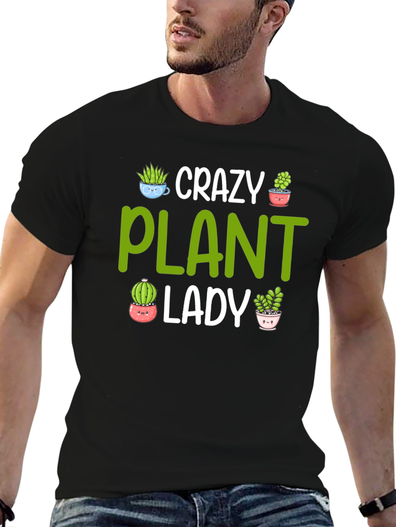 Black Crazy Plant Lady Graphic Tee view 6