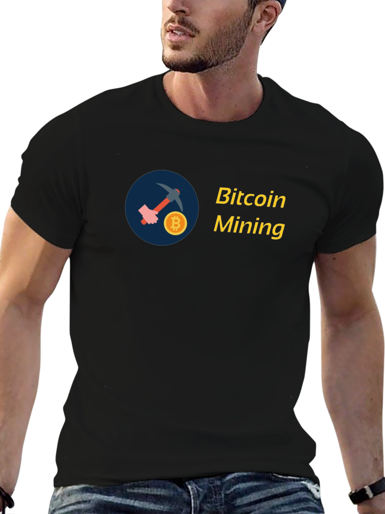 Black Bitcoin Mining T-Shirt - Crypto Design view 6