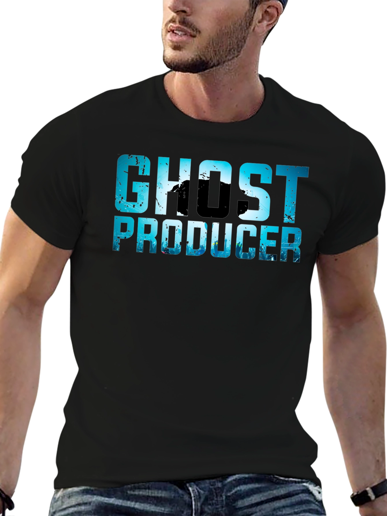 Black Ghost Producer T-Shirt - Unique Design Tee view 6