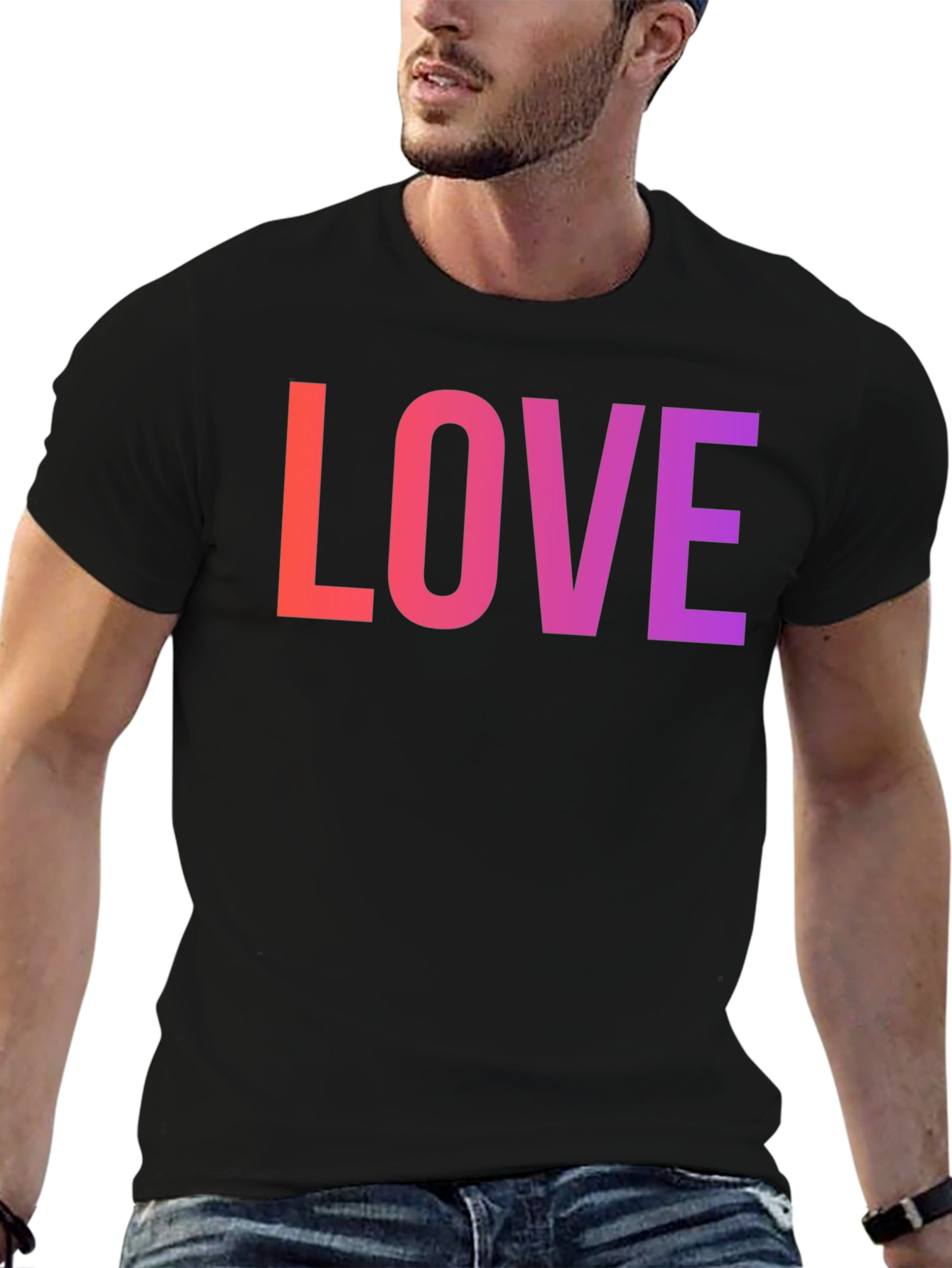 Black LOVE Graphic Tee - Gradient Word Design view 6