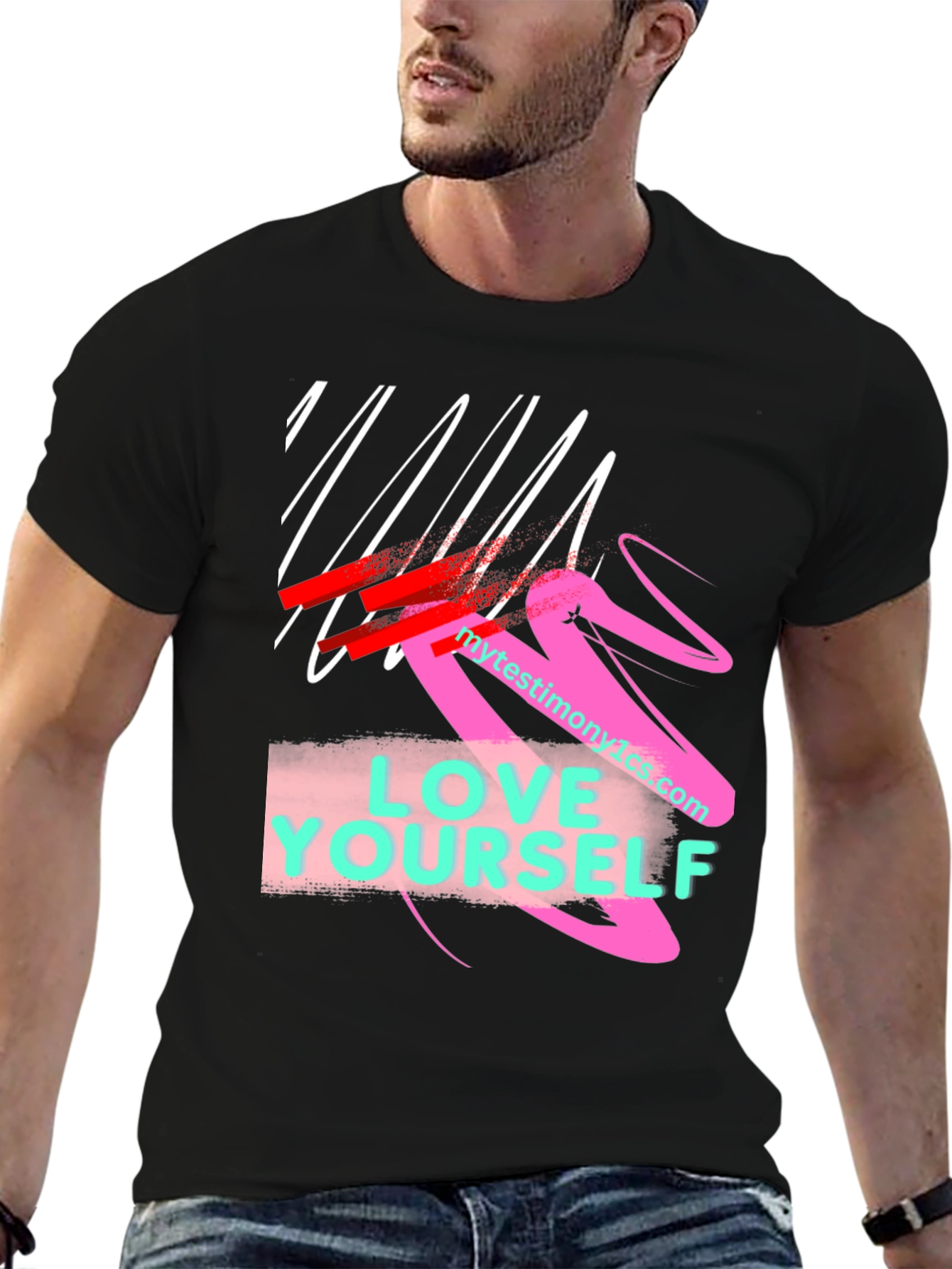 Black Love Yourself Graphic T-Shirt view 6