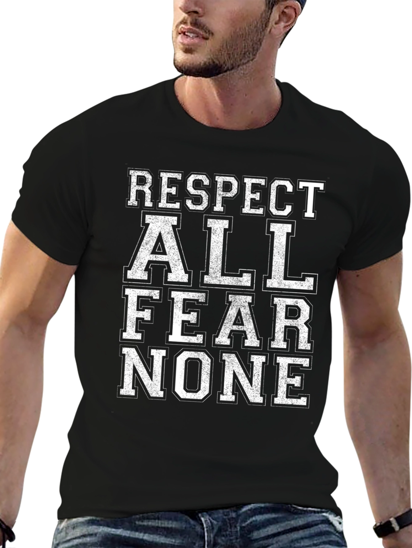 Black Respect All Fear None Graphic T-Shirt view 6