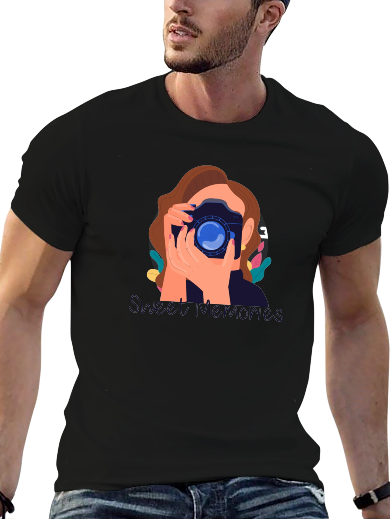 Black Photographer Graphic T-Shirt - Unisex Cotton Tee view 6