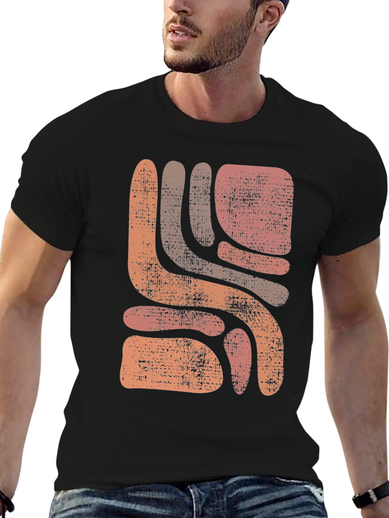 Retro Abstract Graphic Print Men's T-Shirt - 6
