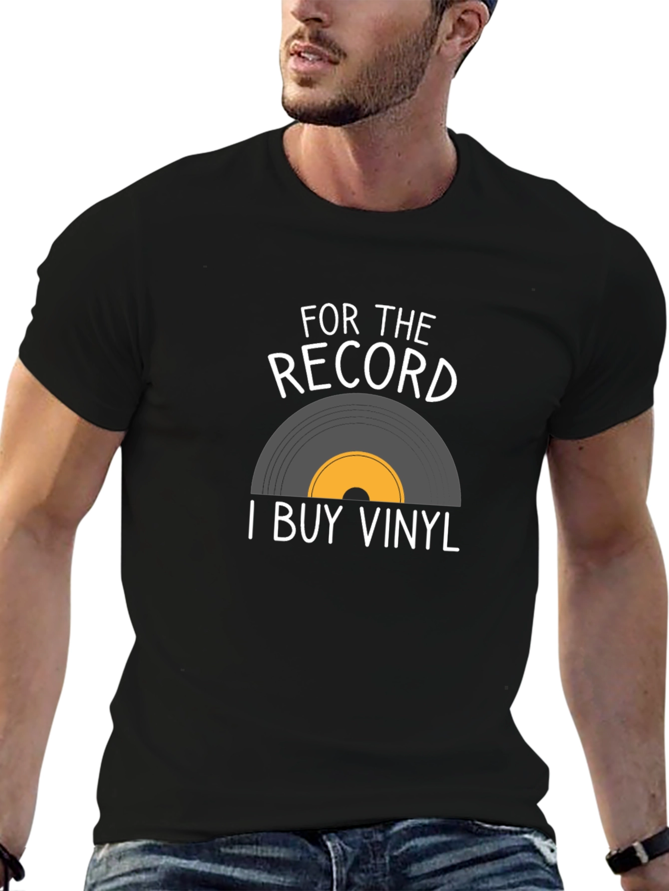 Black Vinyl Record T-Shirt - For The Record I Buy Vinyl view 6