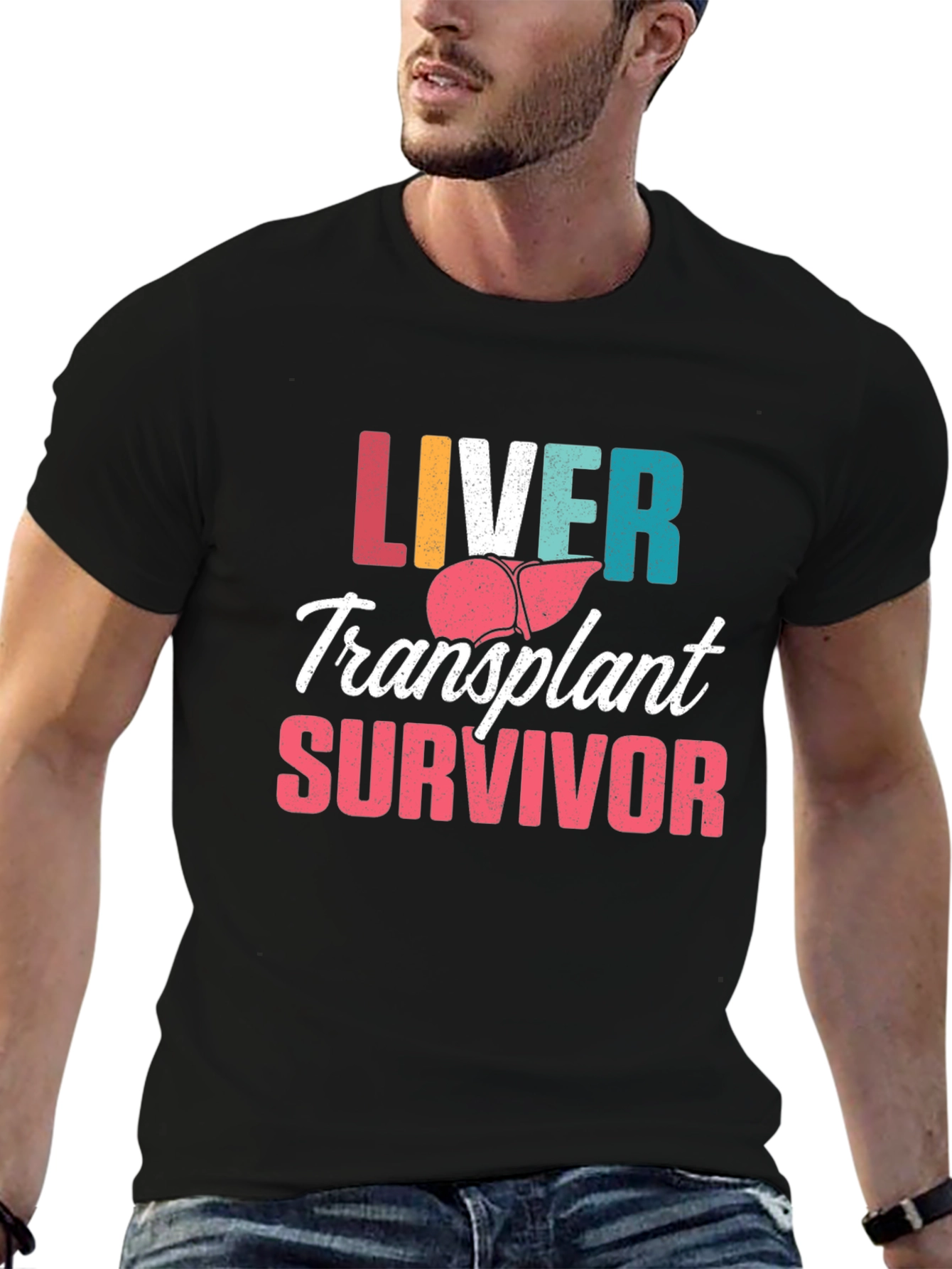 Black Liver Transplant Survivor Graphic Tee view 6
