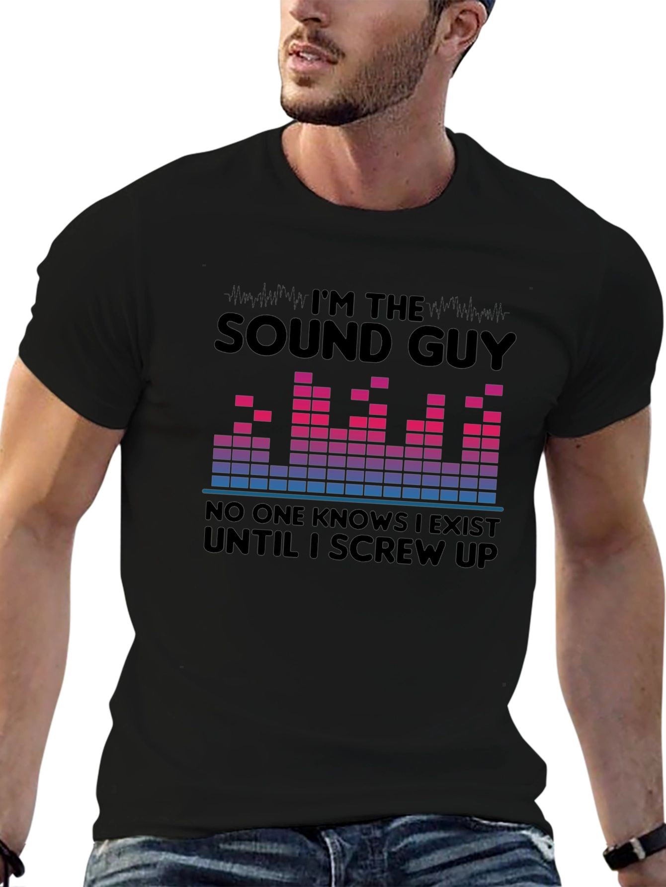 Black Sound Guy T-Shirt - Funny Audio Engineer Tee view 6