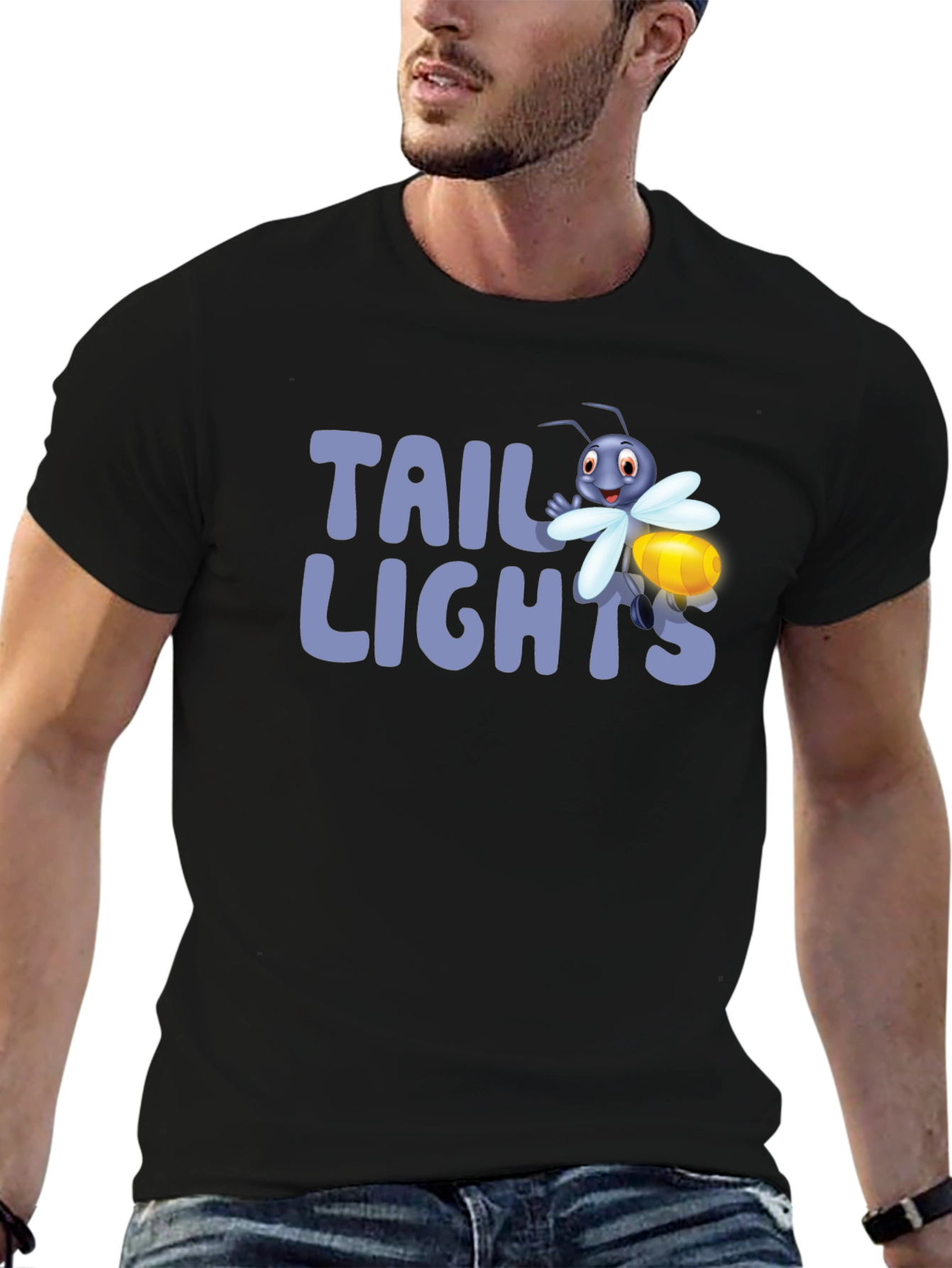 Black Tail Lights Firefly Graphic Tee - Black Cotton T-Shirt view 6