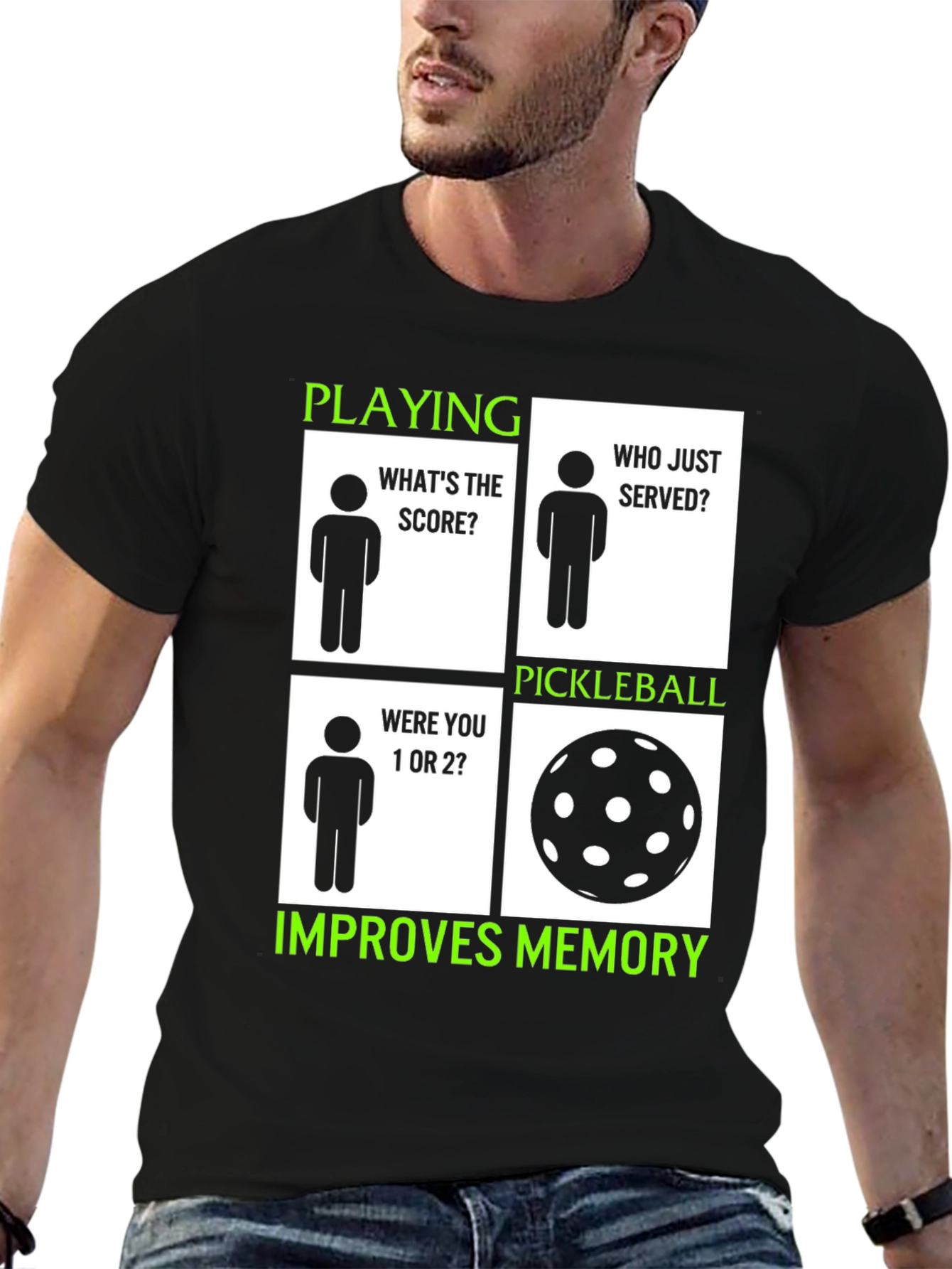 Black Pickleball Improves Memory T-Shirt view 6
