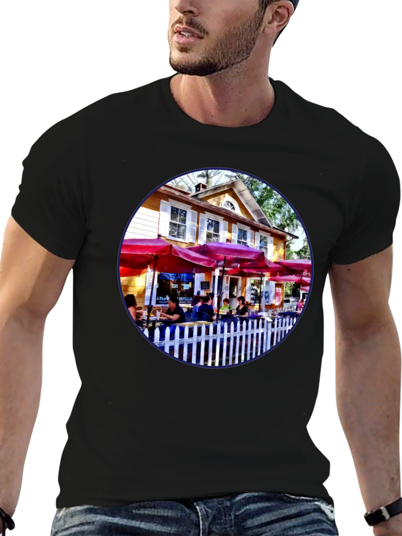 Black Restaurant Patio Graphic Tee - Black view 6