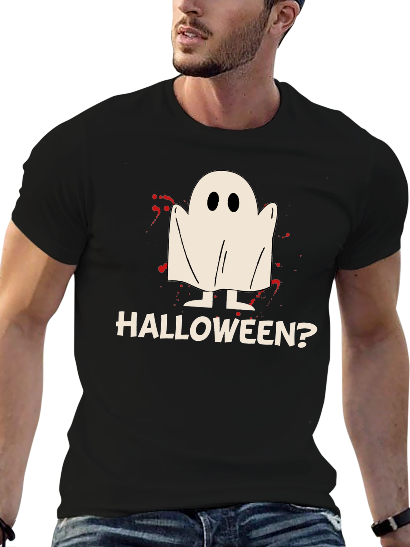 Black Halloween Ghost Graphic T-Shirt view 6