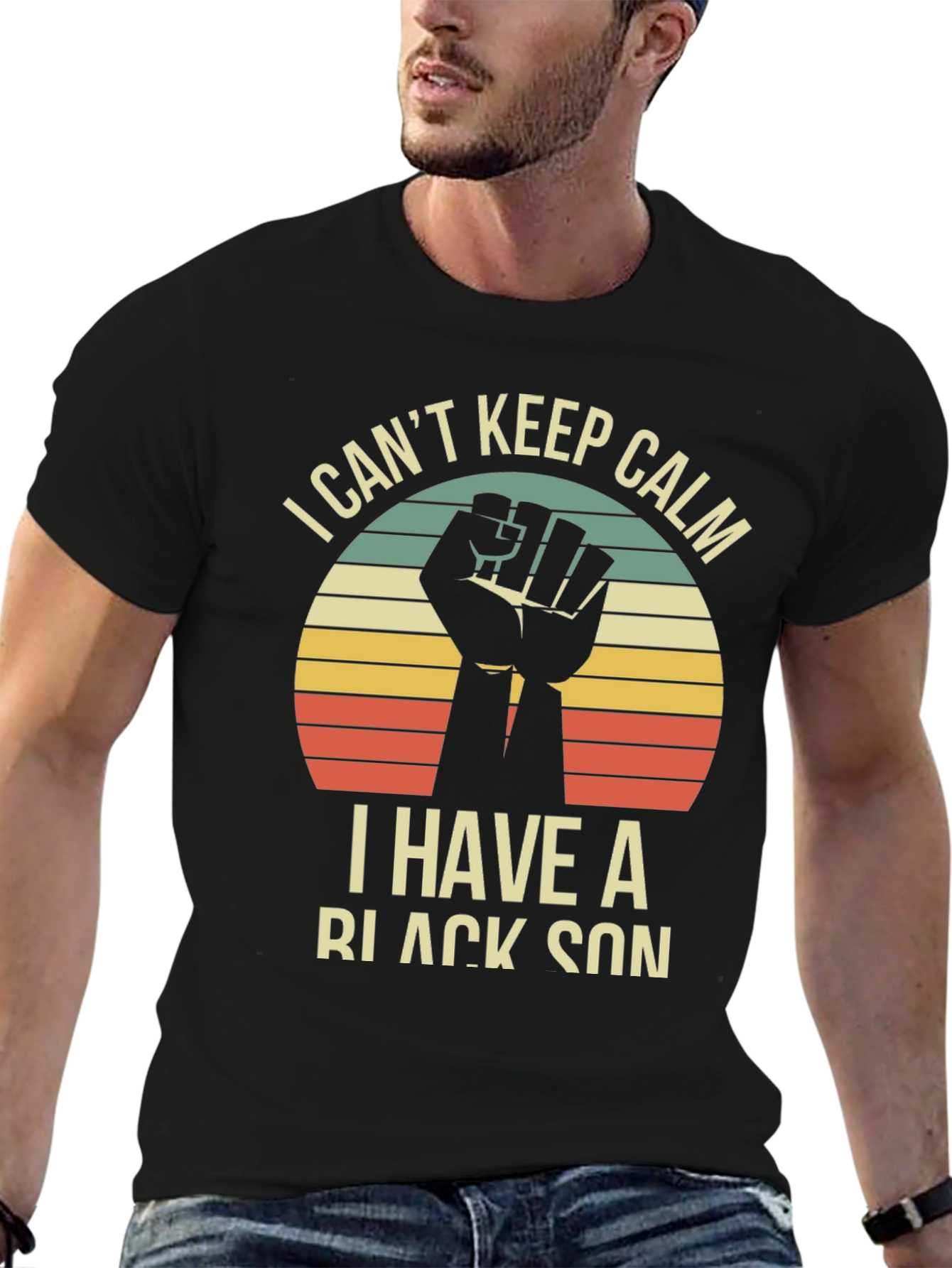 Black I Can't Keep Calm I Have a Black Son T-Shirt view 6