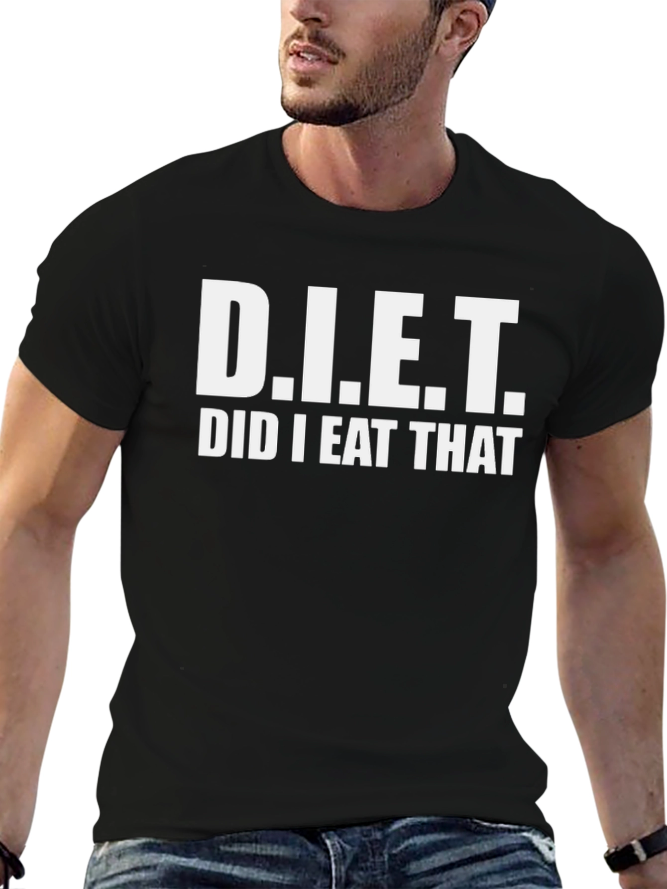 Black Funny Diet T-Shirt - "Did I Eat That?" Tee view 6