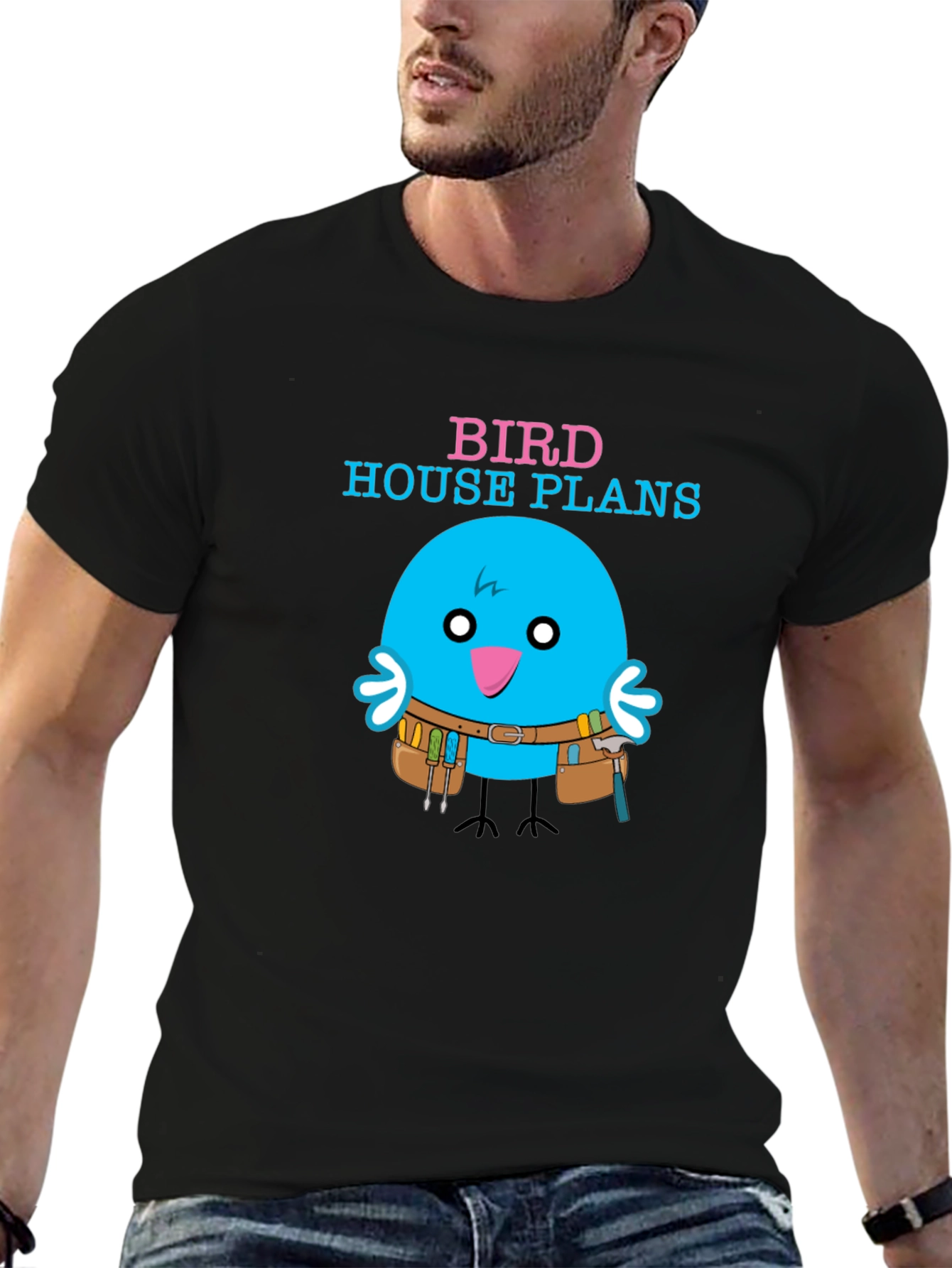 Black Bird House Plans Graphic T-Shirt view 6