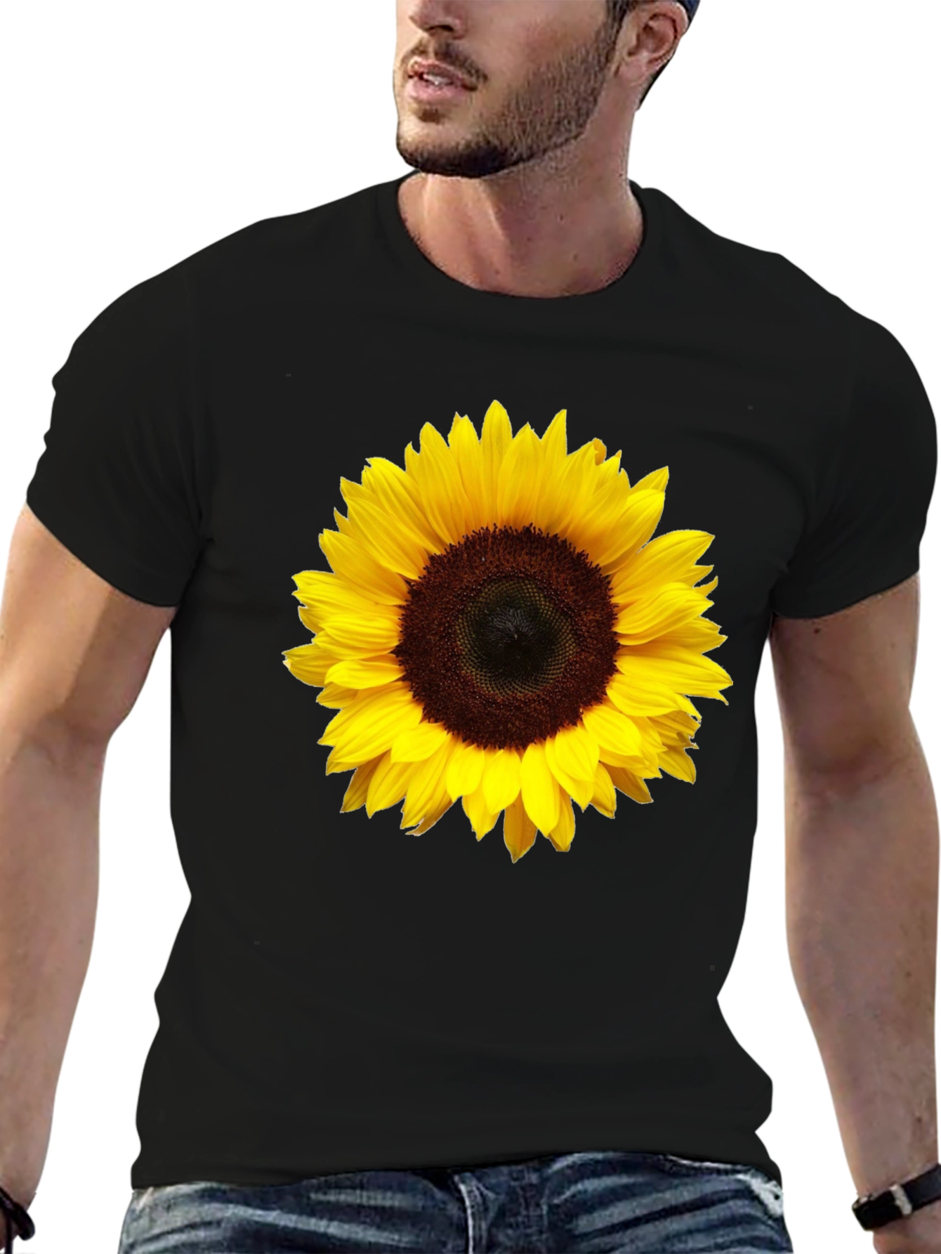 Black Sunflower Graphic Print Black T-Shirt view 6