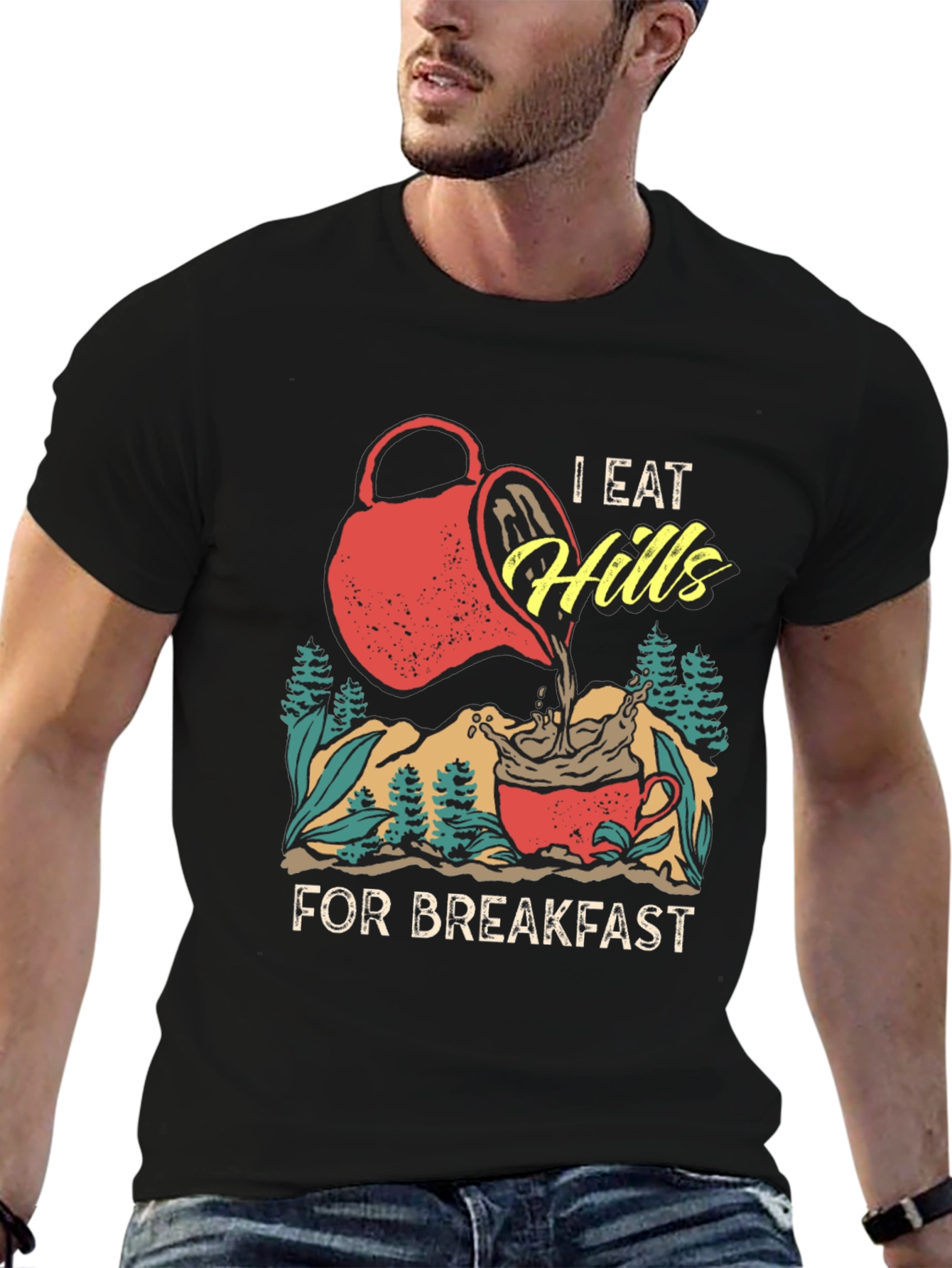 Black I Eat Hills for Breakfast Tee view 6