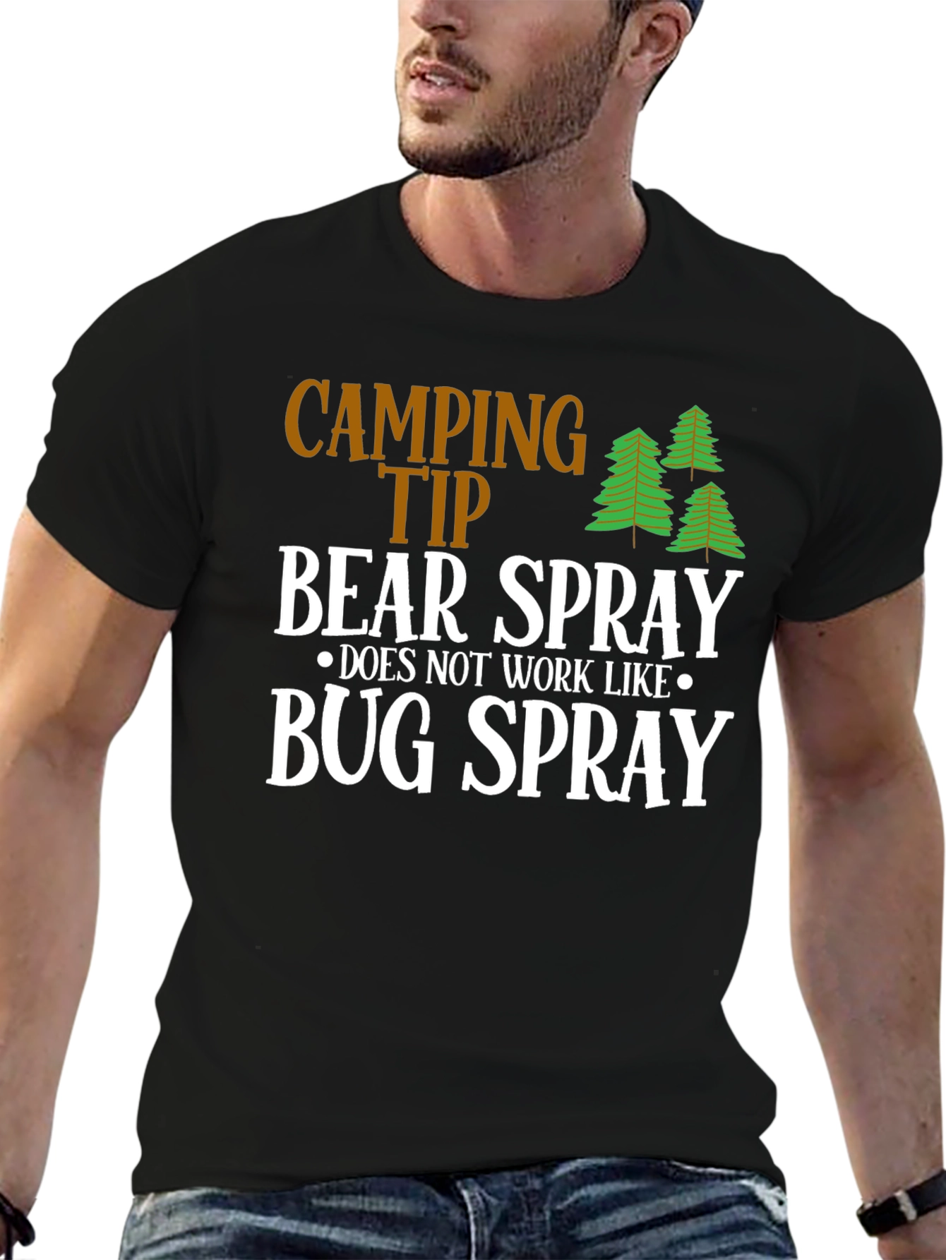 Black Camping Tip Bear Spray Humor T-Shirt view 6