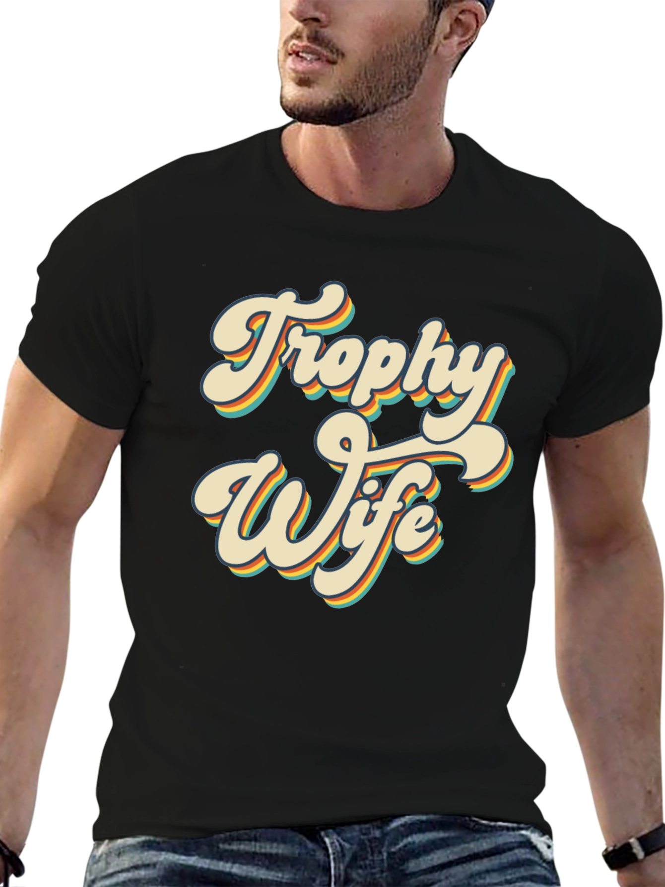 Black Retro Trophy Wife Graphic T-Shirt - Black view 6