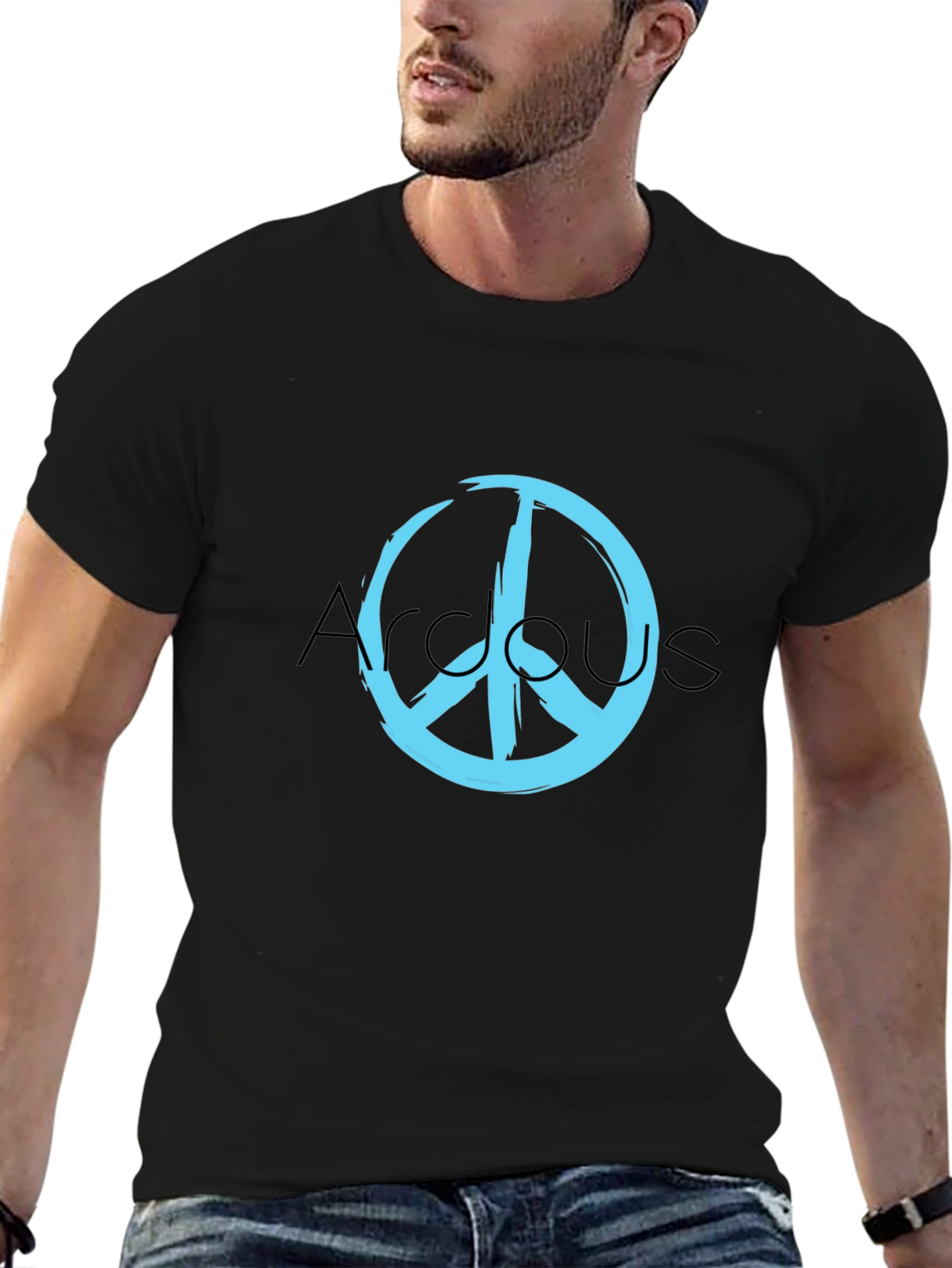 Black Peace Sign Graphic Tee - Stylish Casual Wear view 6