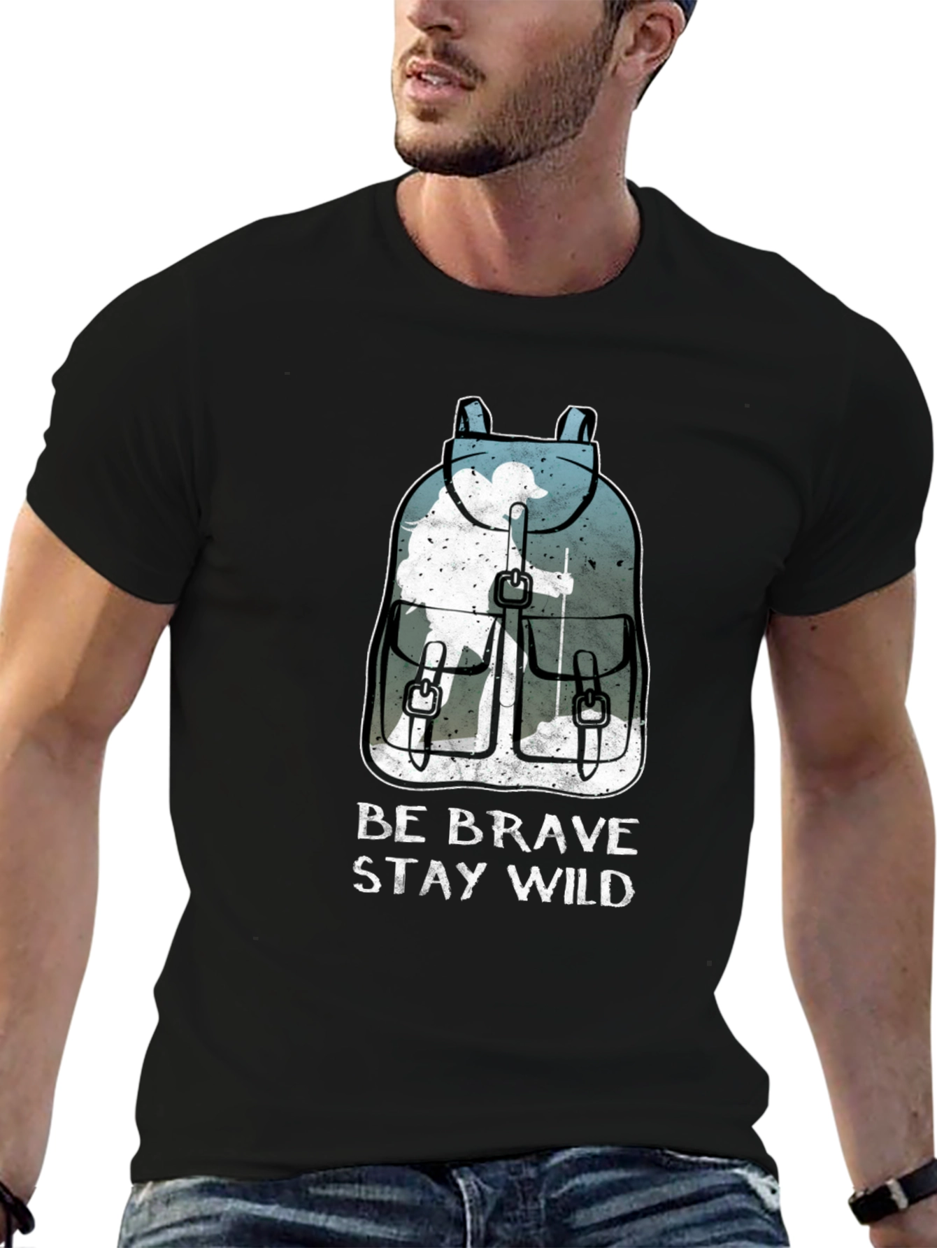 Black Be Brave Stay Wild T-Shirt view 6