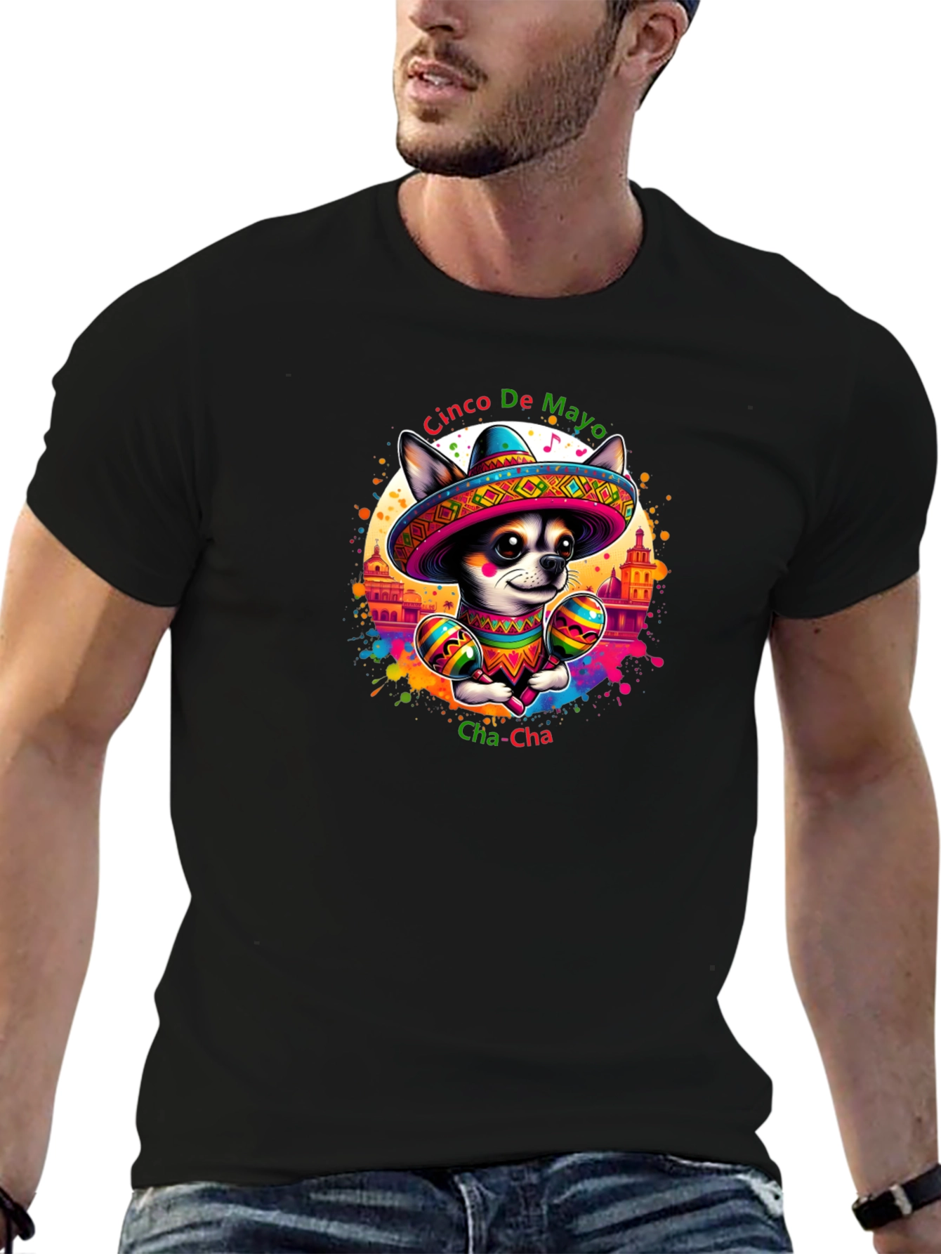 Black Cinco De Mayo Chihuahua T-Shirt view 6