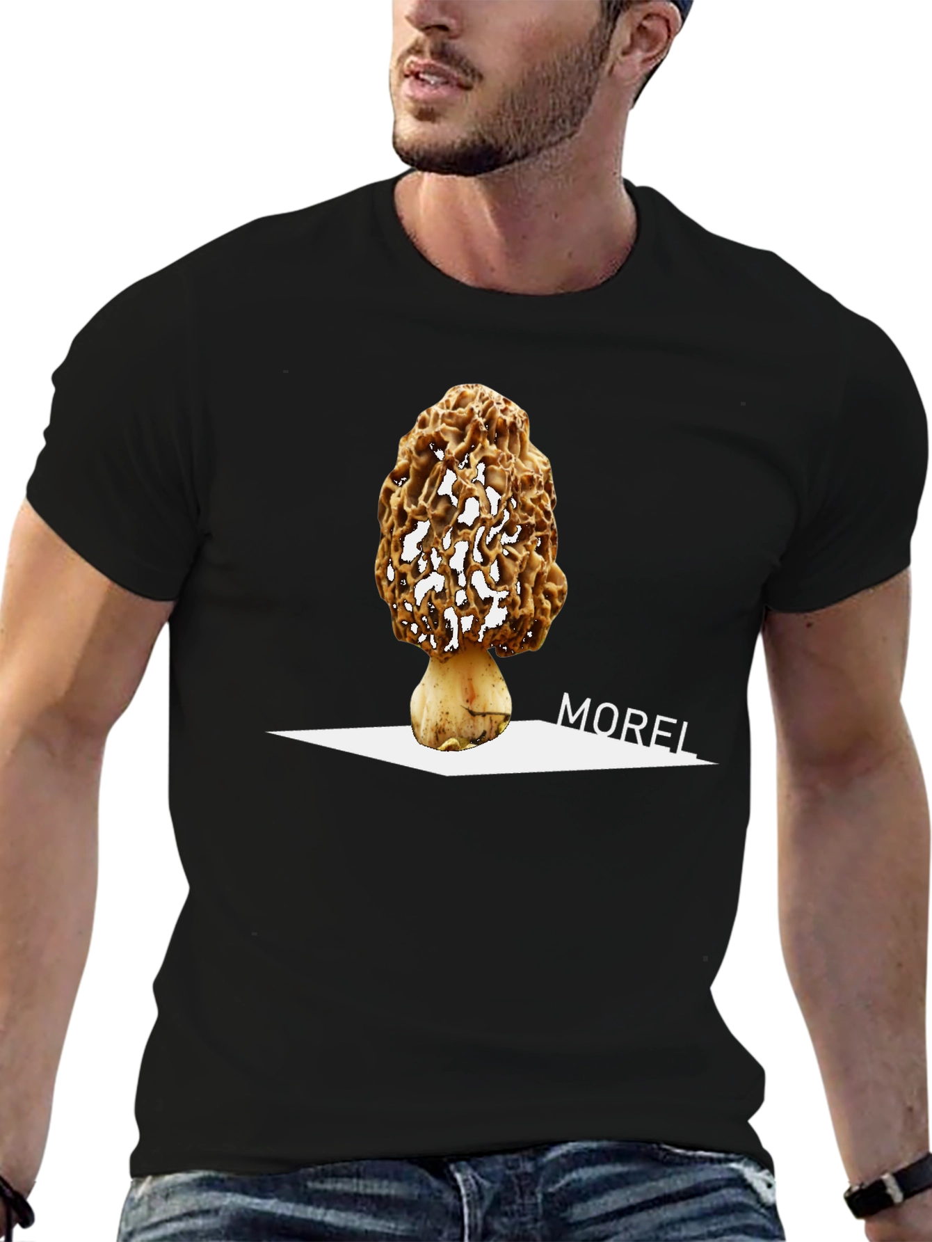 Black Morel Mushroom Graphic Tee - Unique Nature Design view 6