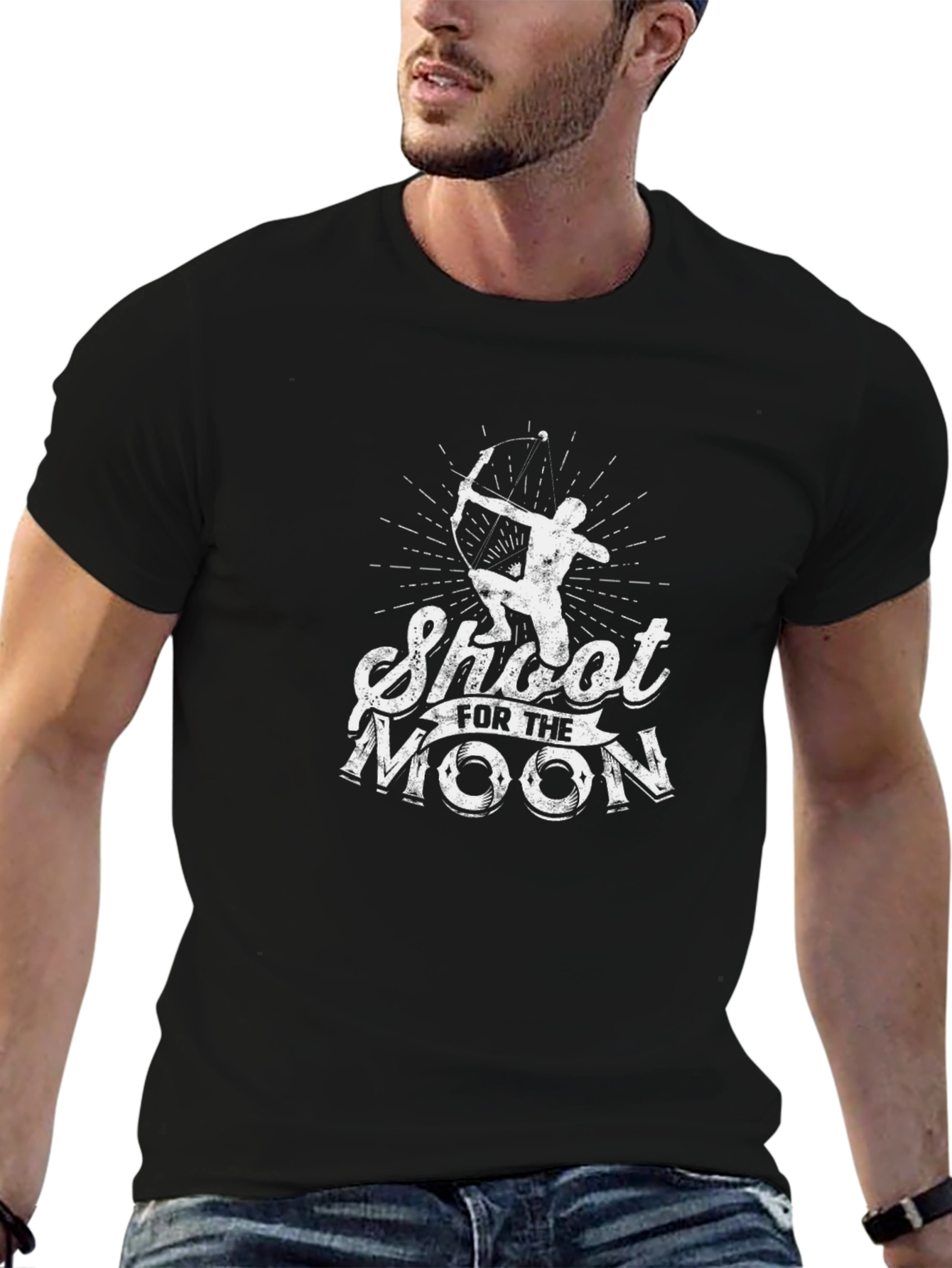 Black Shoot for the Moon Archery T-Shirt - Black view 6