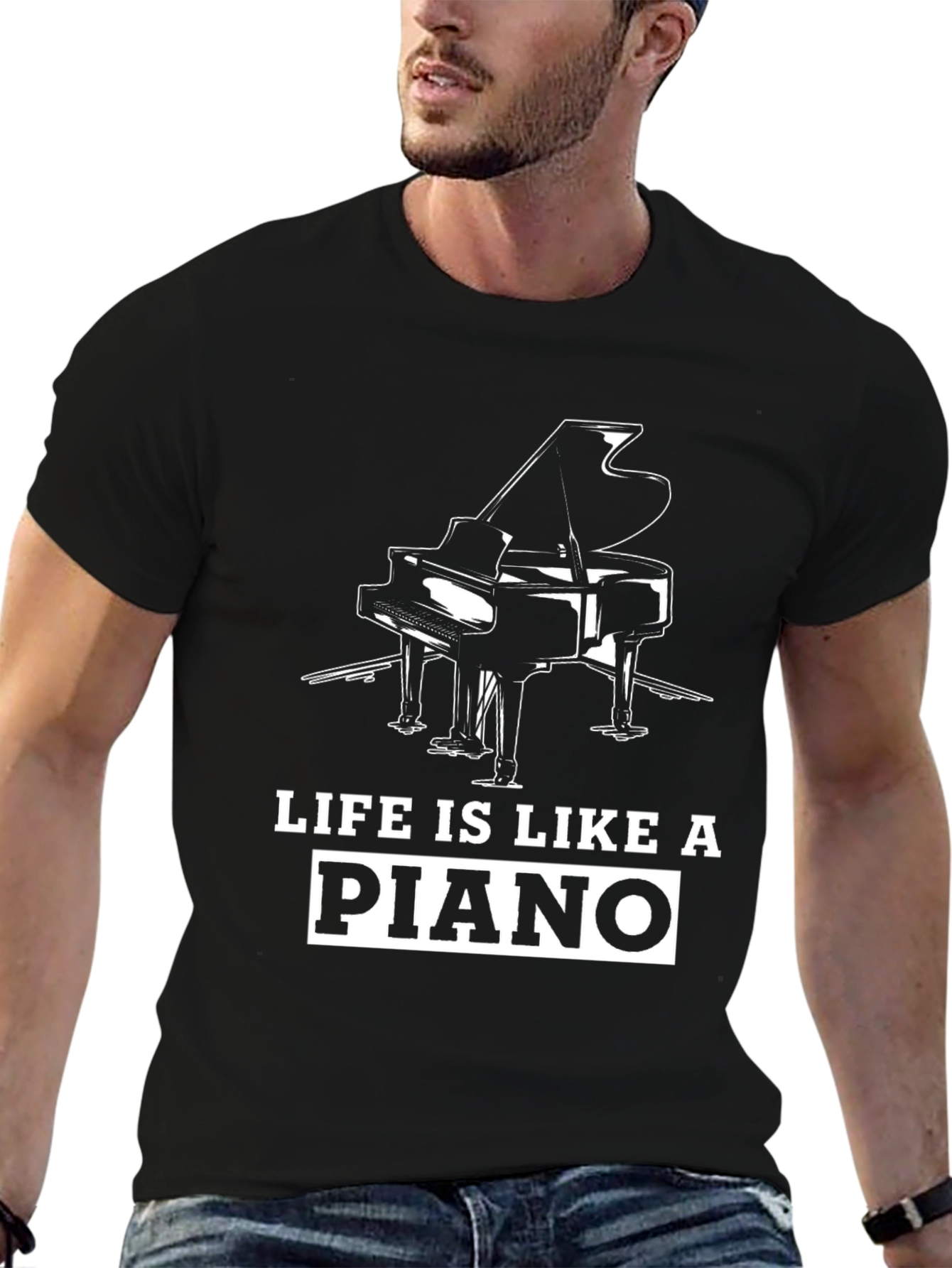 Black Life is Like a Piano Graphic Tee view 6