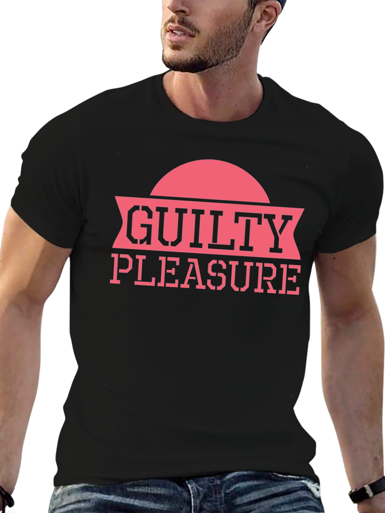 Black Guilty Pleasure Graphic Tee - Black Cotton T-Shirt view 6