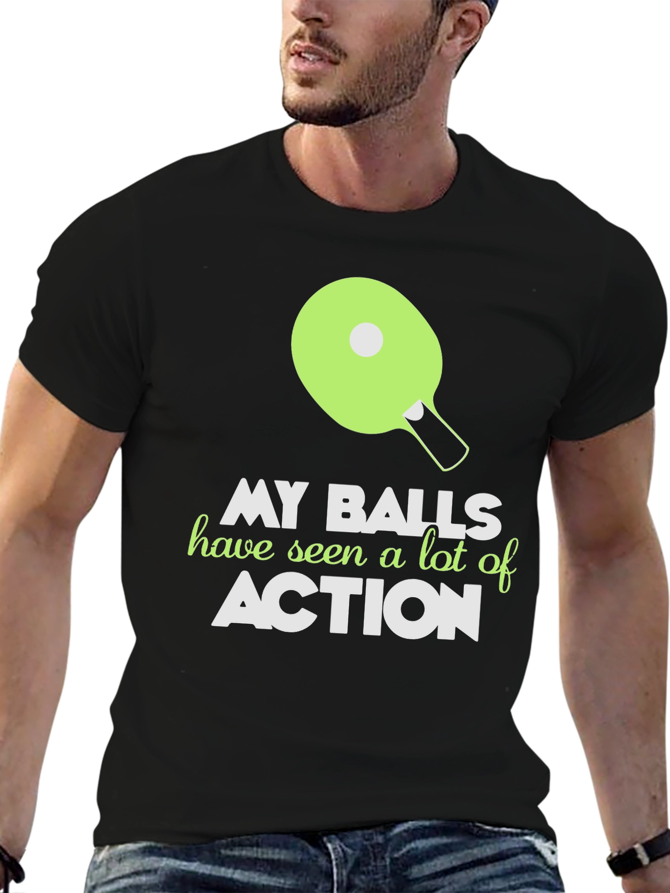 Black My Balls Have Seen Action Funny T-Shirt view 6