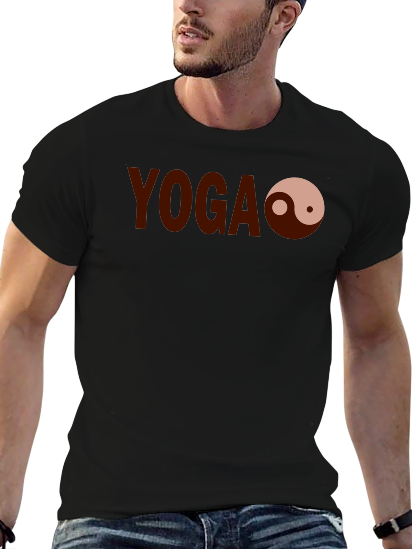 Black Yoga Yin Yang Graphic Tee - Comfortable Cotton Blend Shirt view 6
