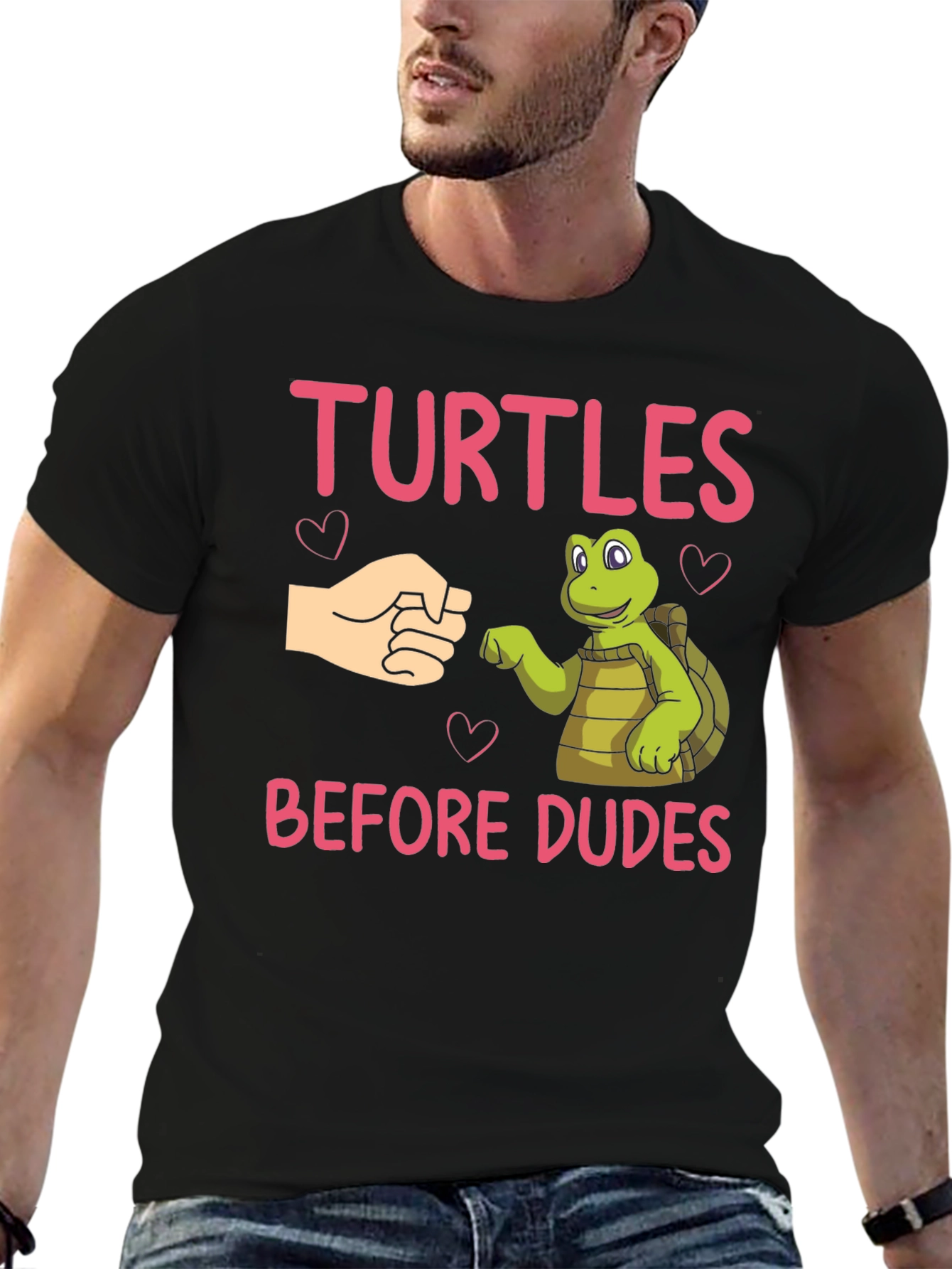 Black Turtles Before Dudes Black T-Shirt view 6