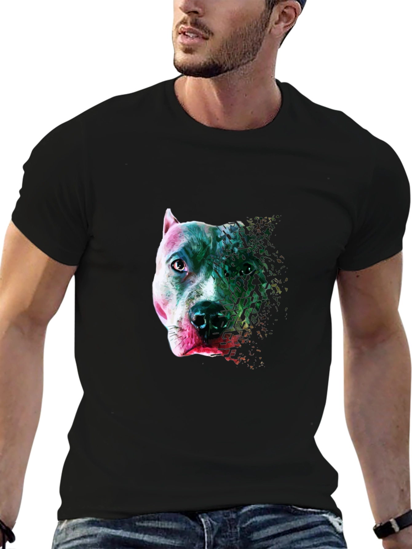 Black Pitbull Head Graphic T-Shirt - Stylish Men's Tee view 6